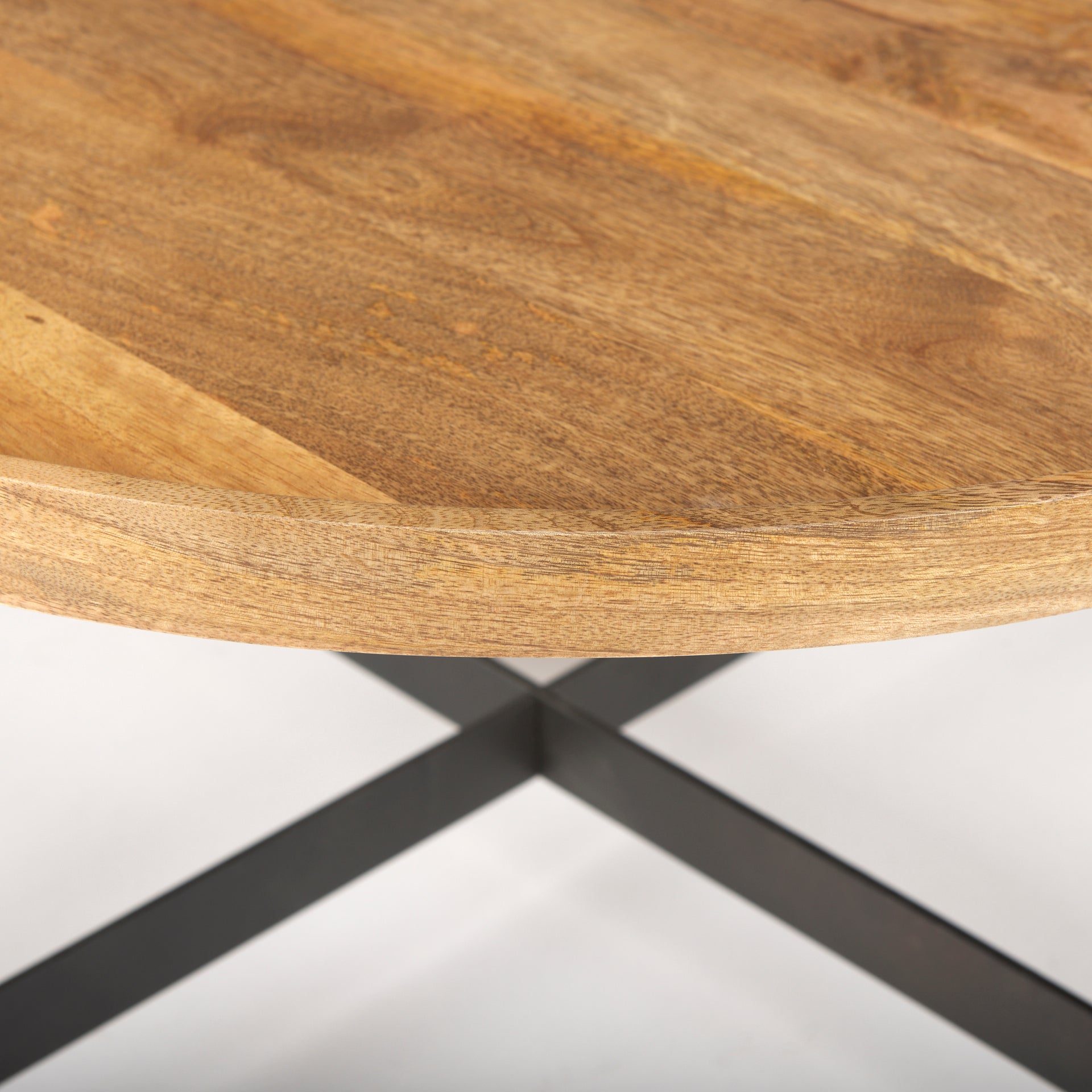 Marquisa 34.25L x 34.25W x 16.5H Small Brown Wood w/ Black Metal Coffee Table - Central Designs