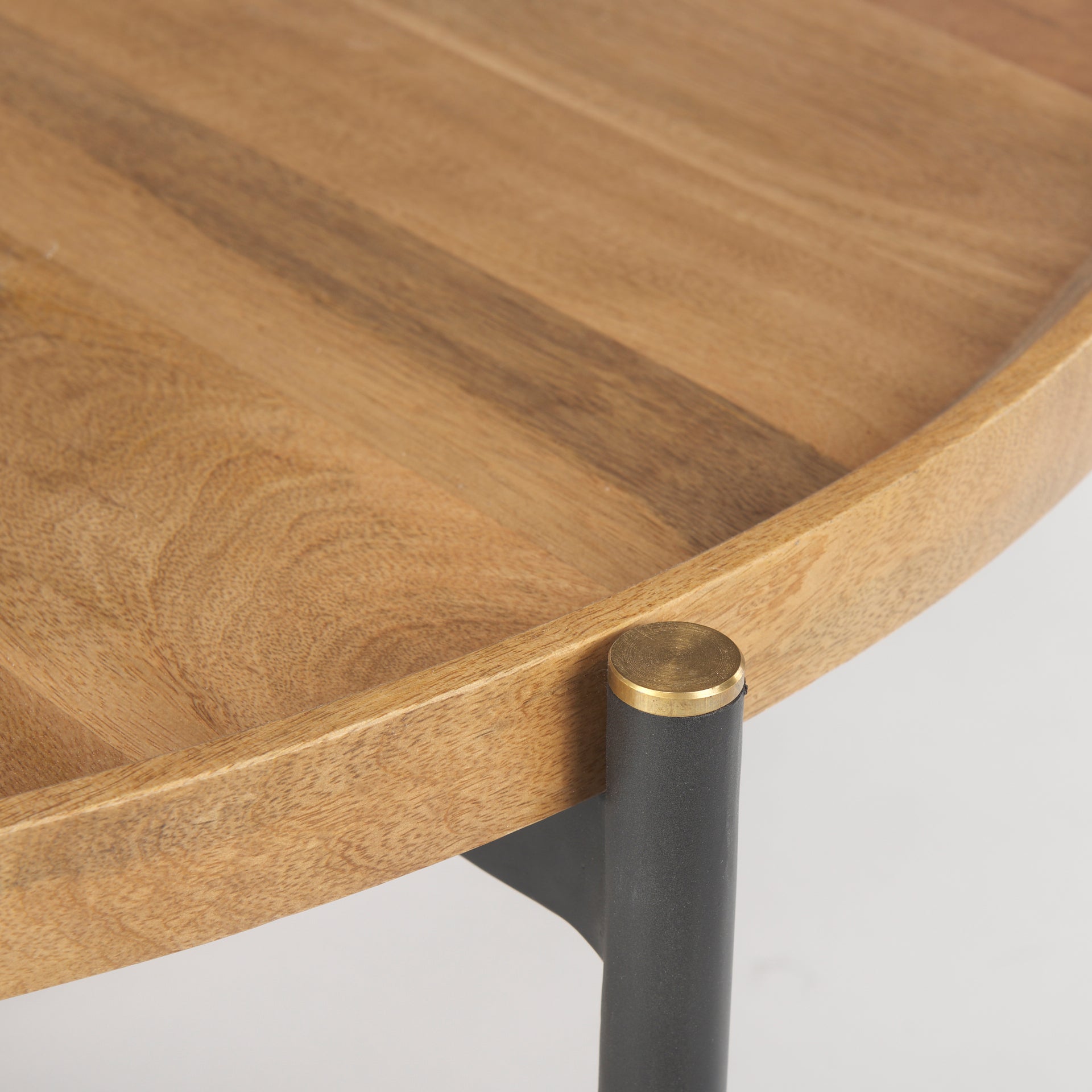 Marquisa Medium Brown Wood W/Black Metal Large Coffee Table - Central Designs