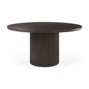 Terra 60L x 60W x 30H Dark Brown Wood Round Fluted Dining Table - Central Designs