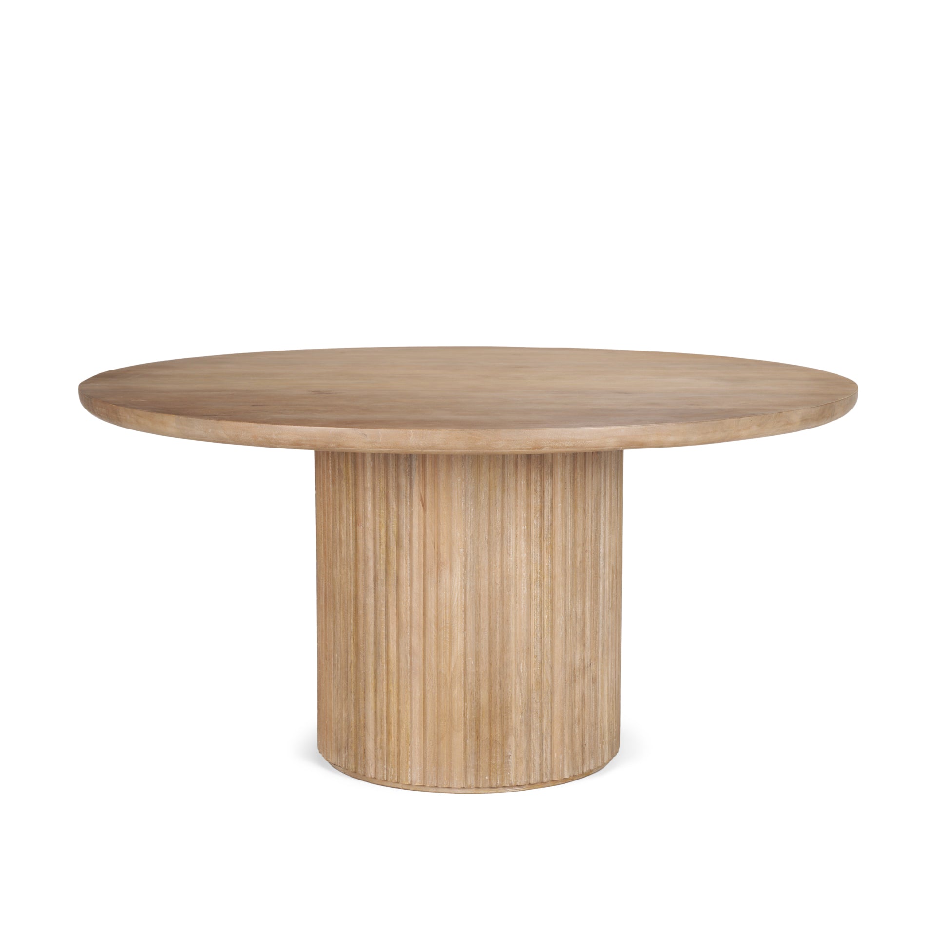 Terra 60L x 60W x 30H Light Brown Wood Round Fluted Dining Table - Central Designs