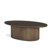 Terra 48L x 28W x 15H Dark Brown Wood Oval Fluted Coffee Table - Central Designs