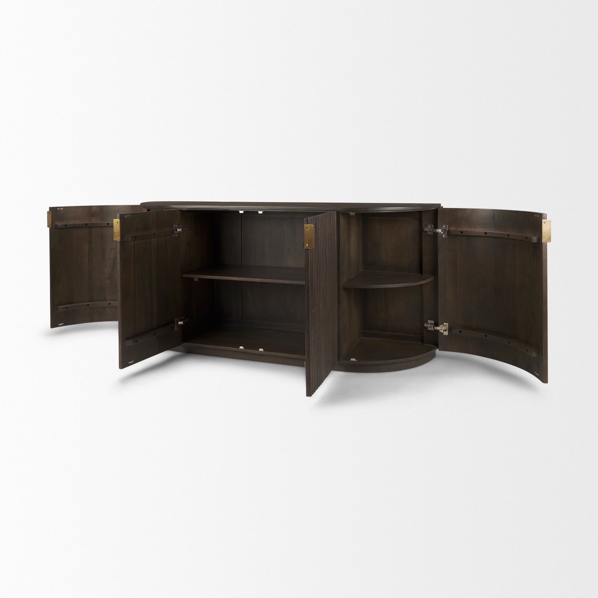 Terra 72L x 18W x 32H Dark Brown Wood Fluted Sideboard - Central Designs