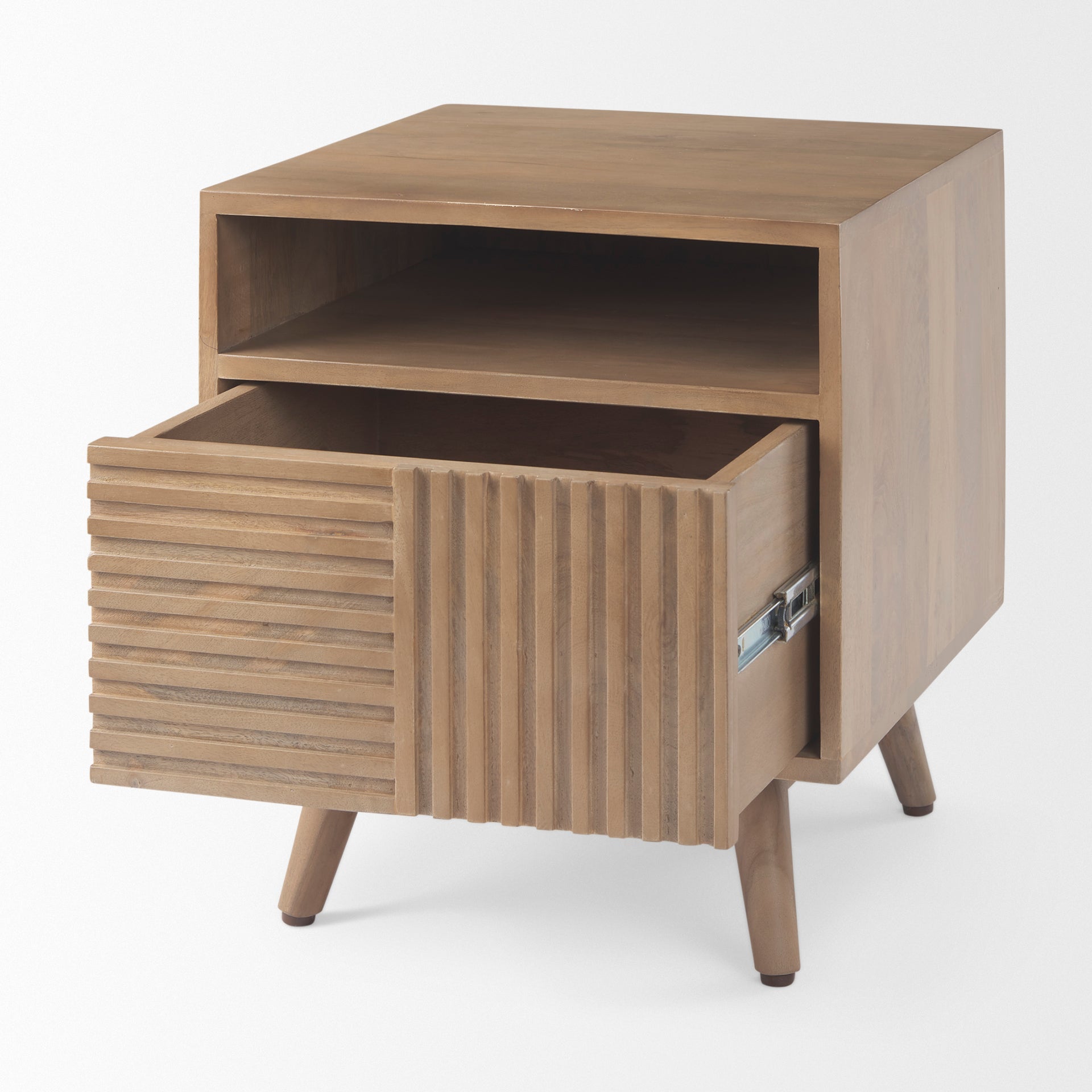 Sable 19.0L x 19.0W x 21.5H Light Brown Wood Side Table - Central Designs