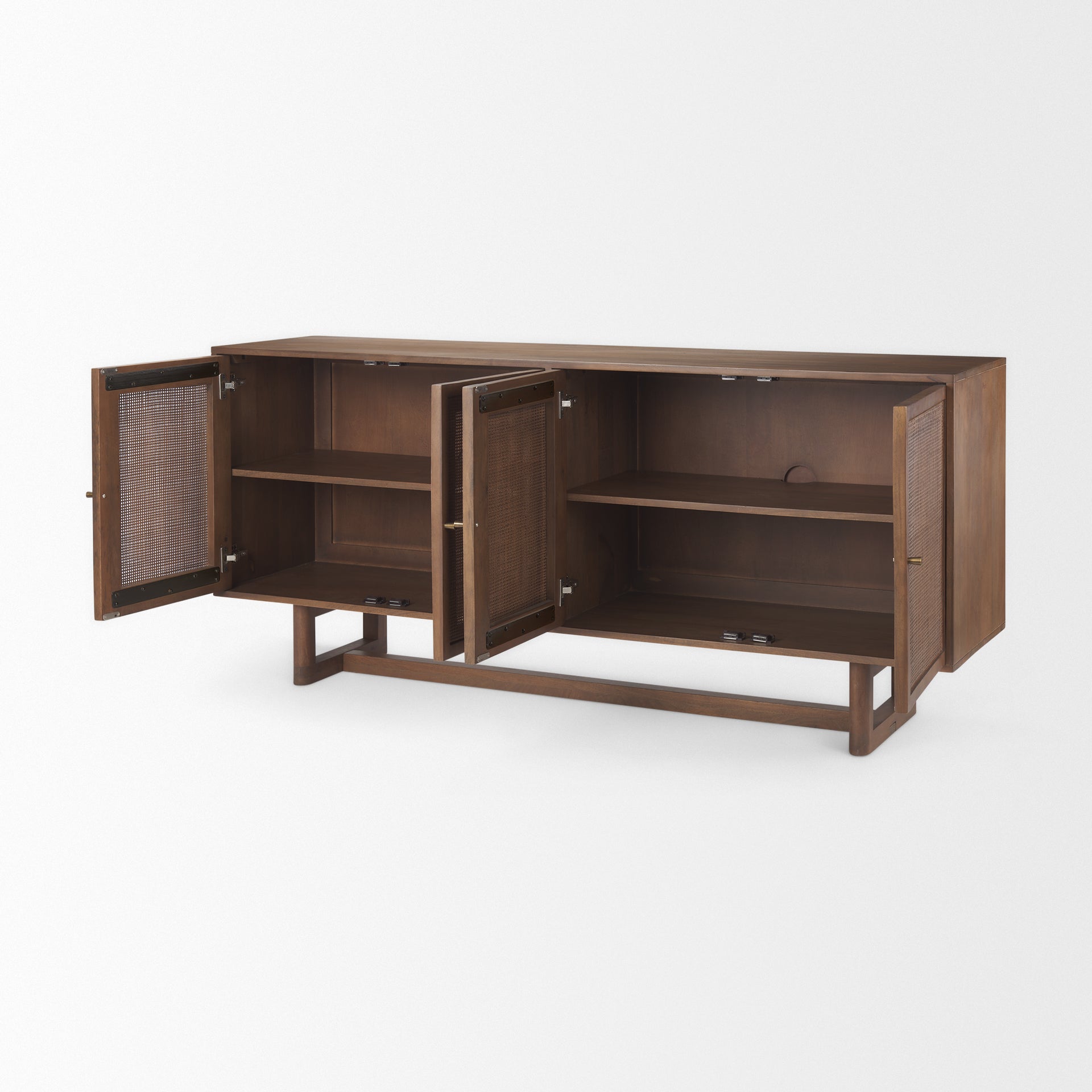 Grier Medium Brown Solid Wood W/Cane Sideboard - Central Designs
