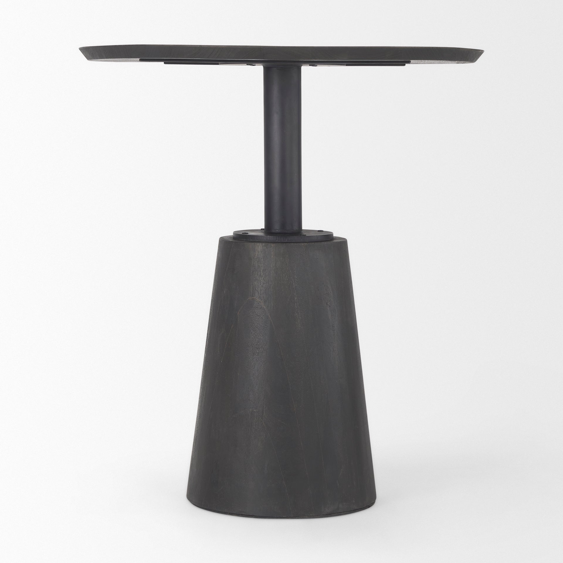 Maxwell 32" Round Black - Brown Wood w/ Black Metal Pedestal Bistro Table - Central Designs