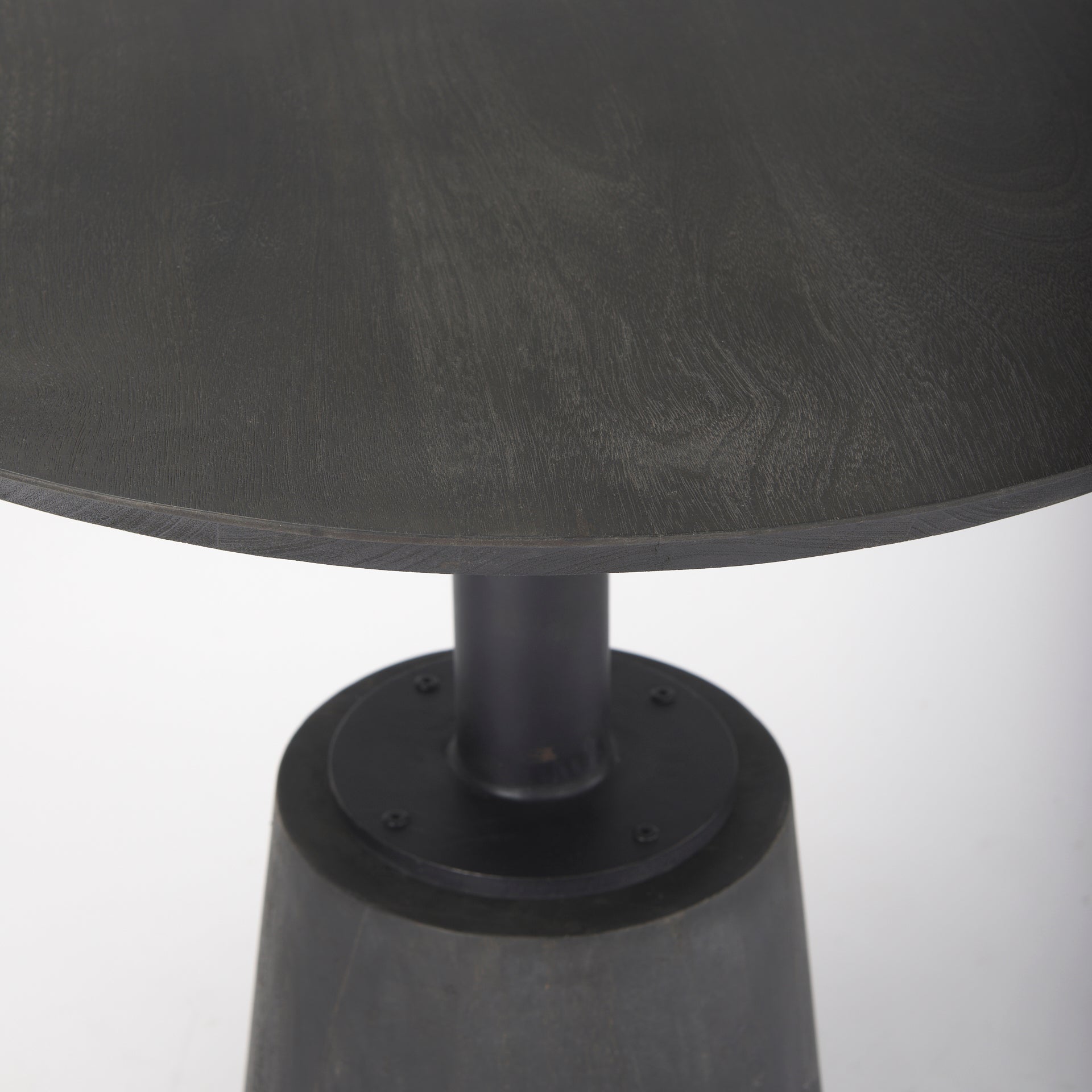 Maxwell 32" Round Black - Brown Wood w/ Black Metal Pedestal Bistro Table - Central Designs