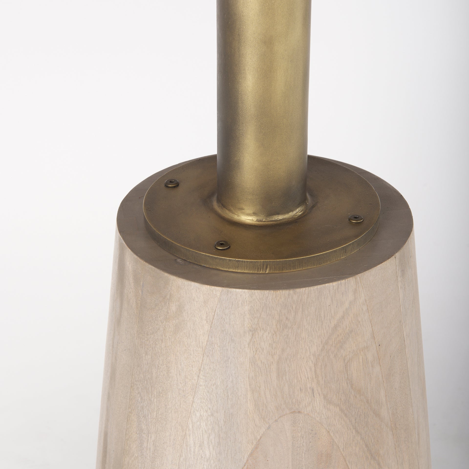 Maxwell 32" Round Light Wood Tabletop & Base w/ Gold Metal Accent Pedestal Bistro Table - Central Designs