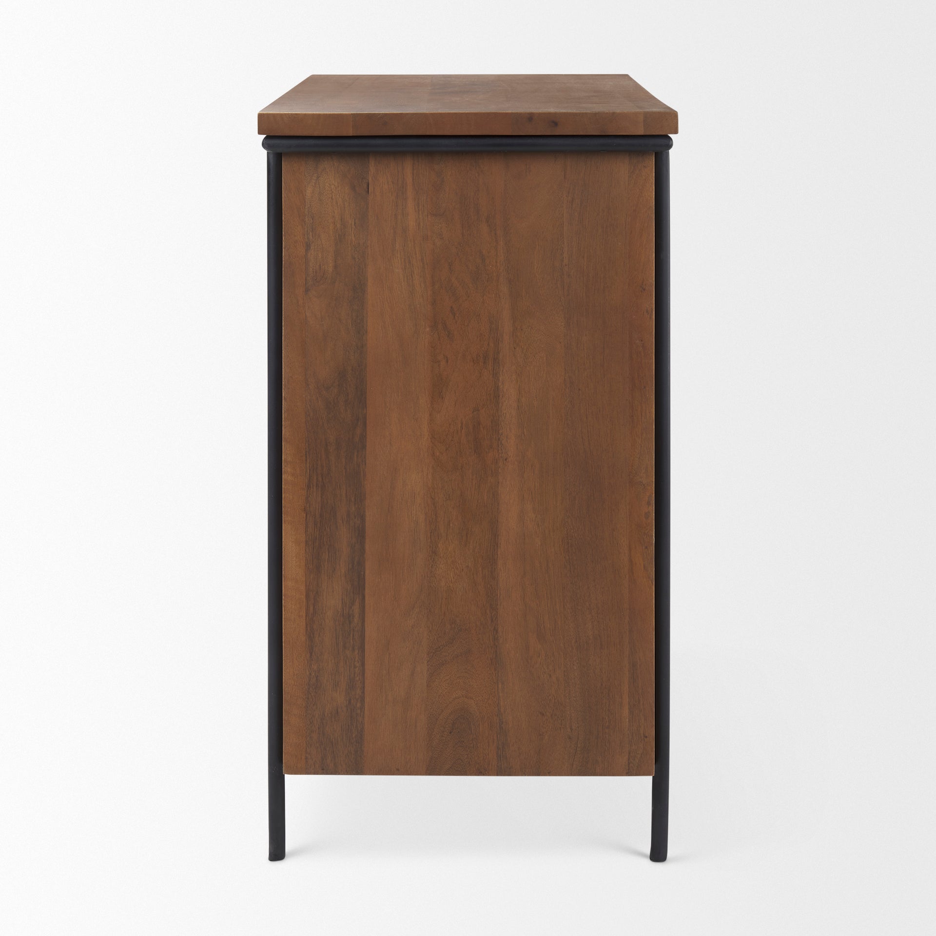 Maddox 40.0L x 18.5W x 32.75H Brown Solid Wood Black Metal 2 Door Accent Cabinet - Central Designs