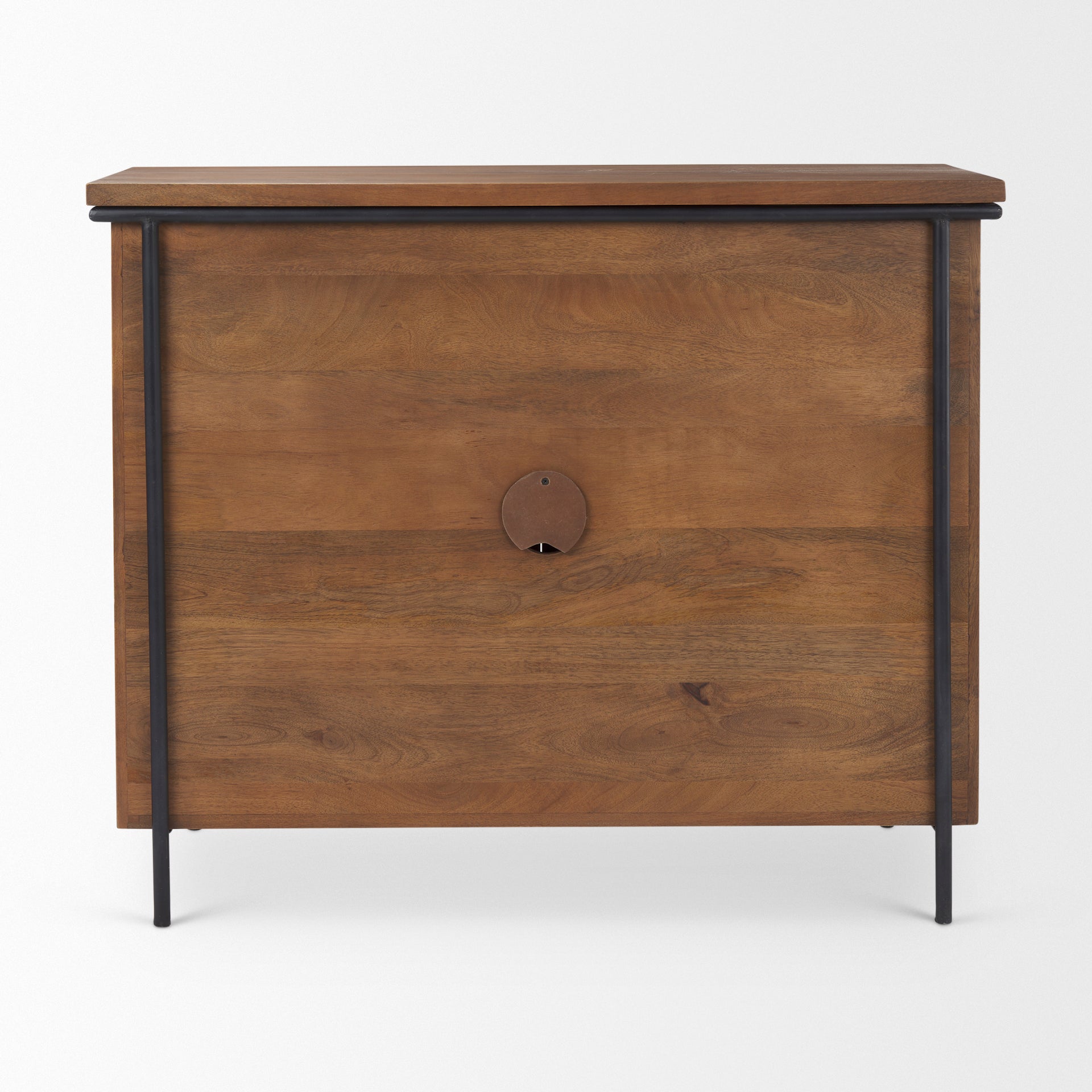 Maddox 40.0L x 18.5W x 32.75H Brown Solid Wood Black Metal 2 Door Accent Cabinet - Central Designs