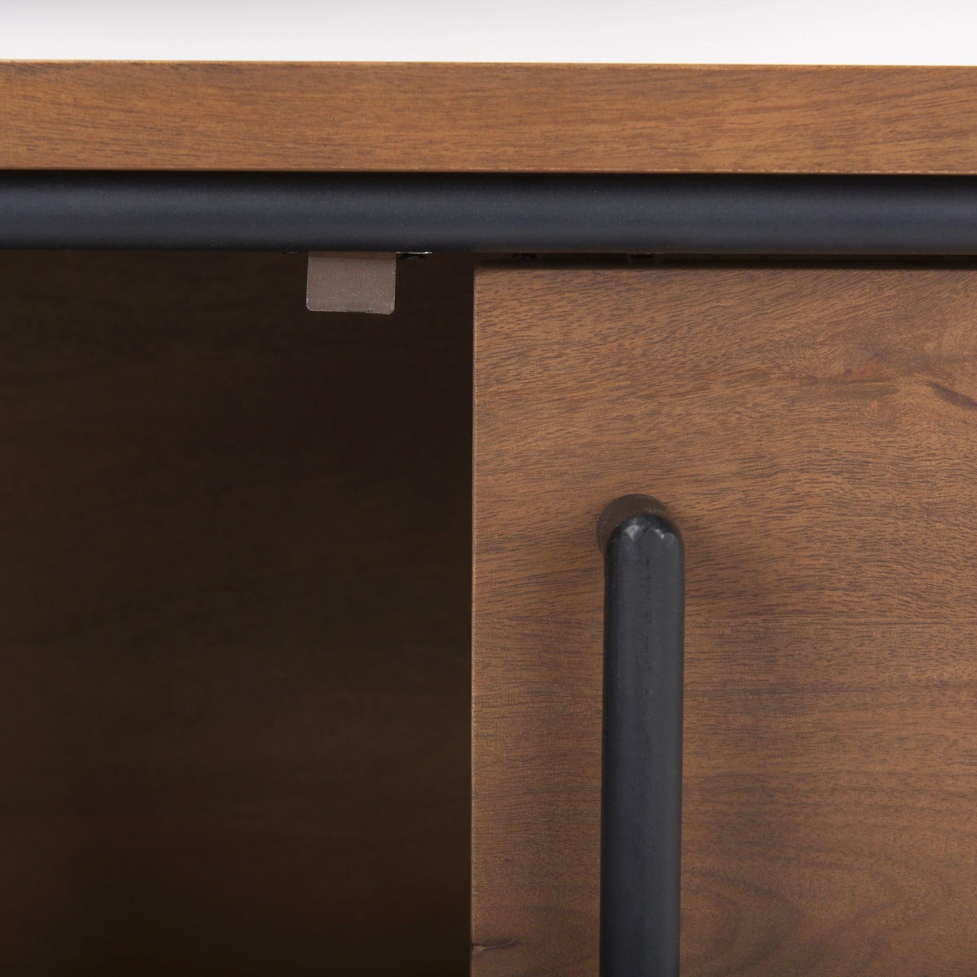 Maddox 40.0L x 18.5W x 32.75H Brown Solid Wood Black Metal 2 Door Accent Cabinet - Central Designs