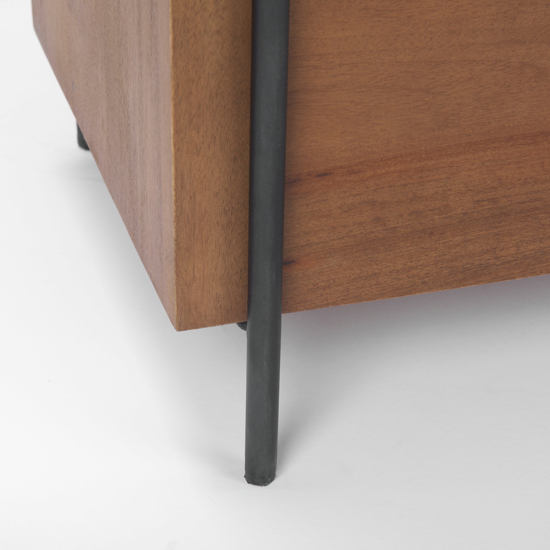 Maddox 40.0L x 18.5W x 32.75H Brown Solid Wood Black Metal 2 Door Accent Cabinet - Central Designs