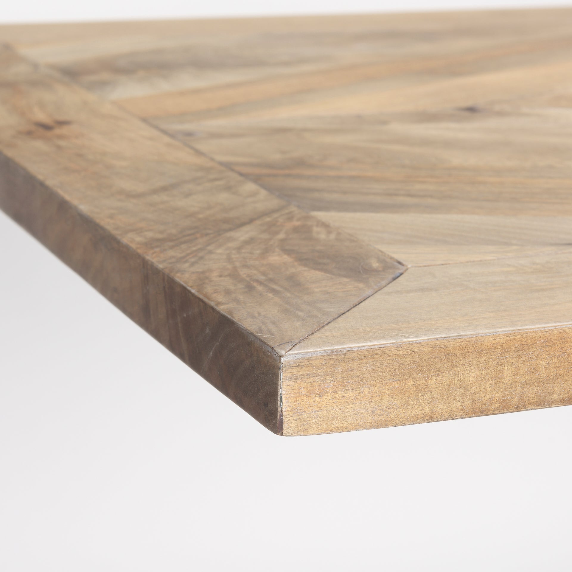 Maxton Light Brown Wood w/ Dark Gunmetal Iron Metal Dining Table