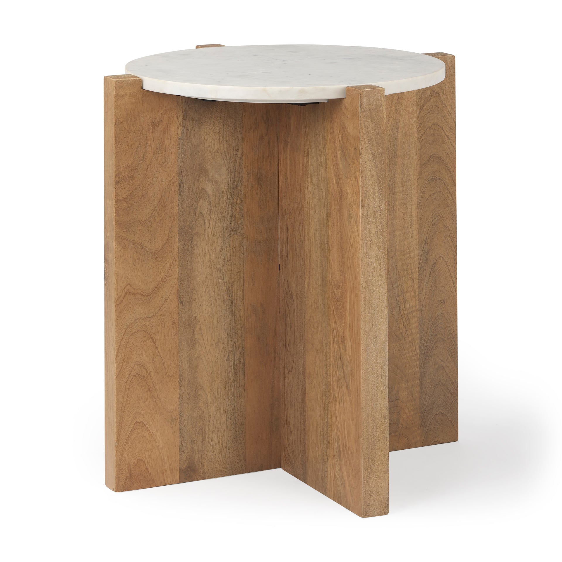 Bianca Wood and Marble Accent Table - Central Designs