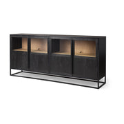 Sloan 80.0L x 17.0W x 36.0H Black Wood W/Black Metal Frame Sideboard - Central Designs