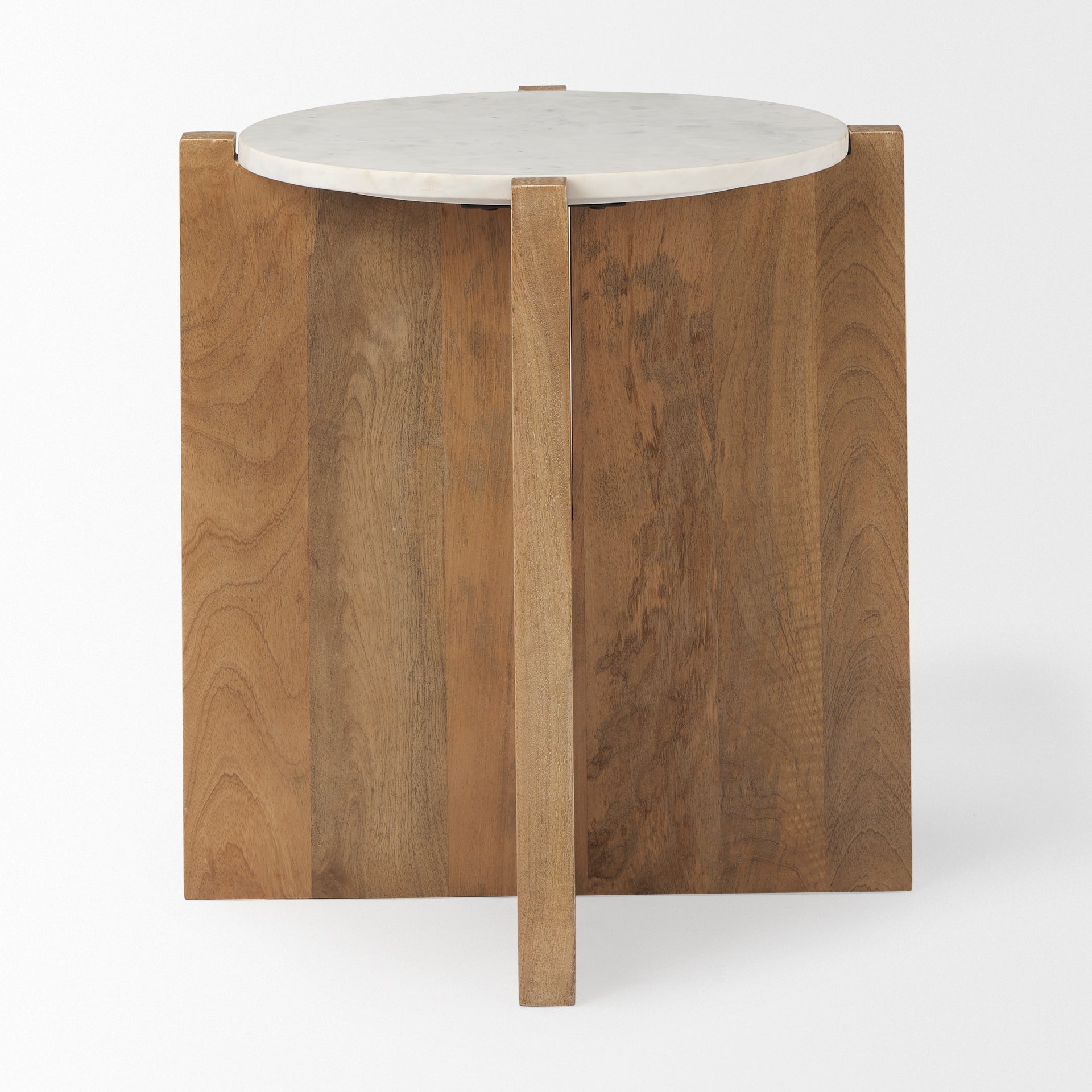 Bianca Wood and Marble Accent Table - Central Designs