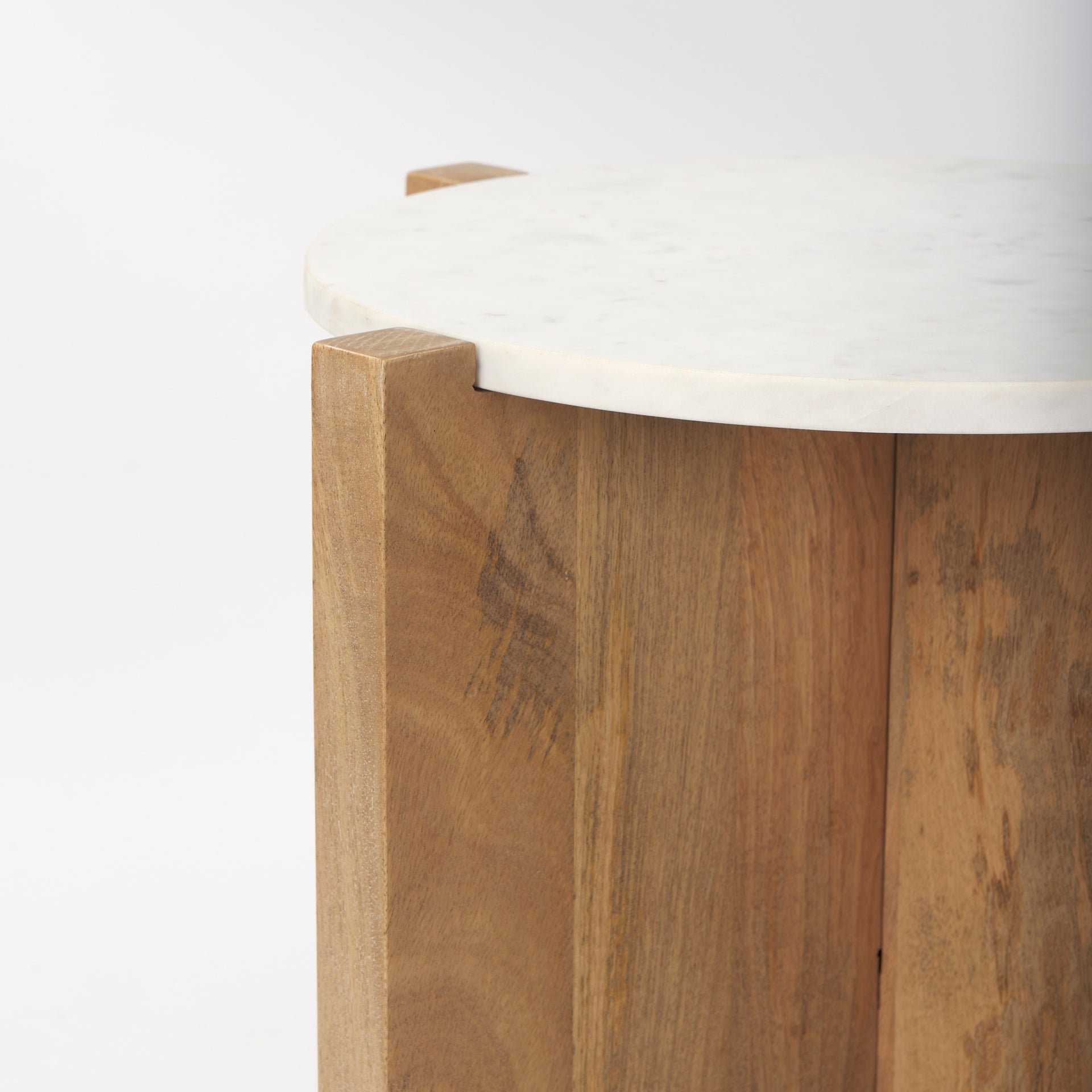 Bianca Wood and Marble Accent Table - Central Designs