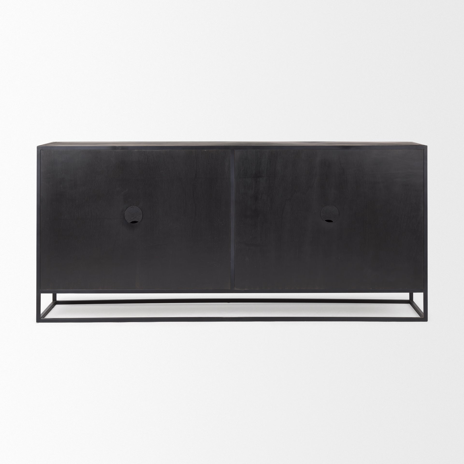 Sloan 80.0L x 17.0W x 36.0H Black Wood W/Black Metal Frame Sideboard - Central Designs