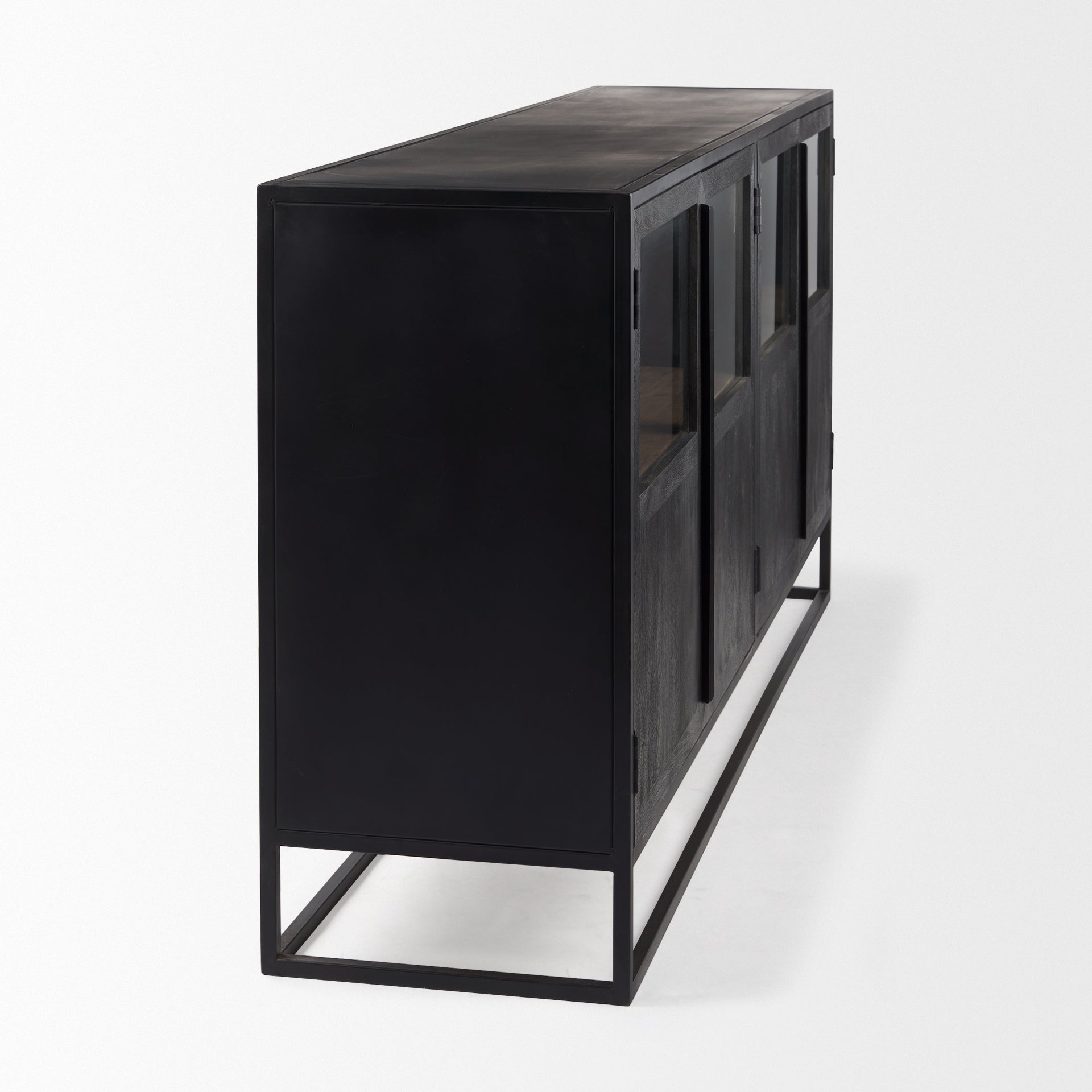 Sloan 80.0L x 17.0W x 36.0H Black Wood W/Black Metal Frame Sideboard - Central Designs