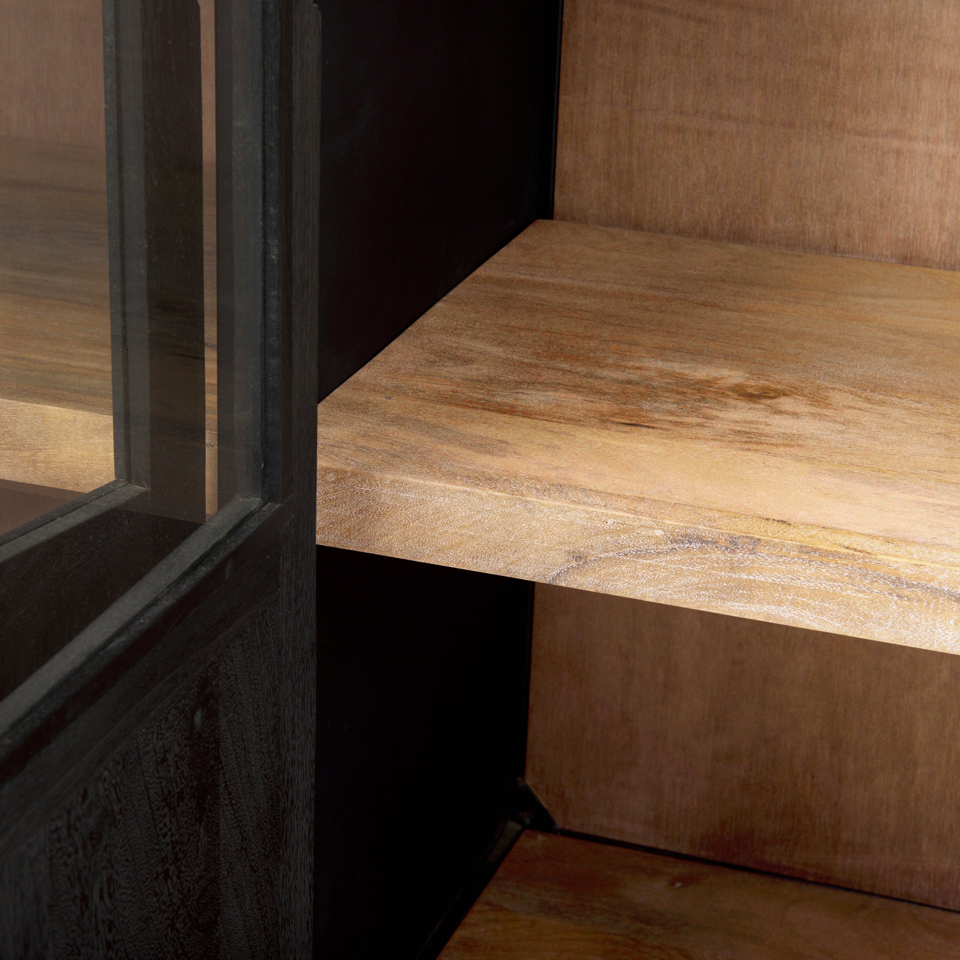 Sloan 80.0L x 17.0W x 36.0H Black Wood W/Black Metal Frame Sideboard - Central Designs