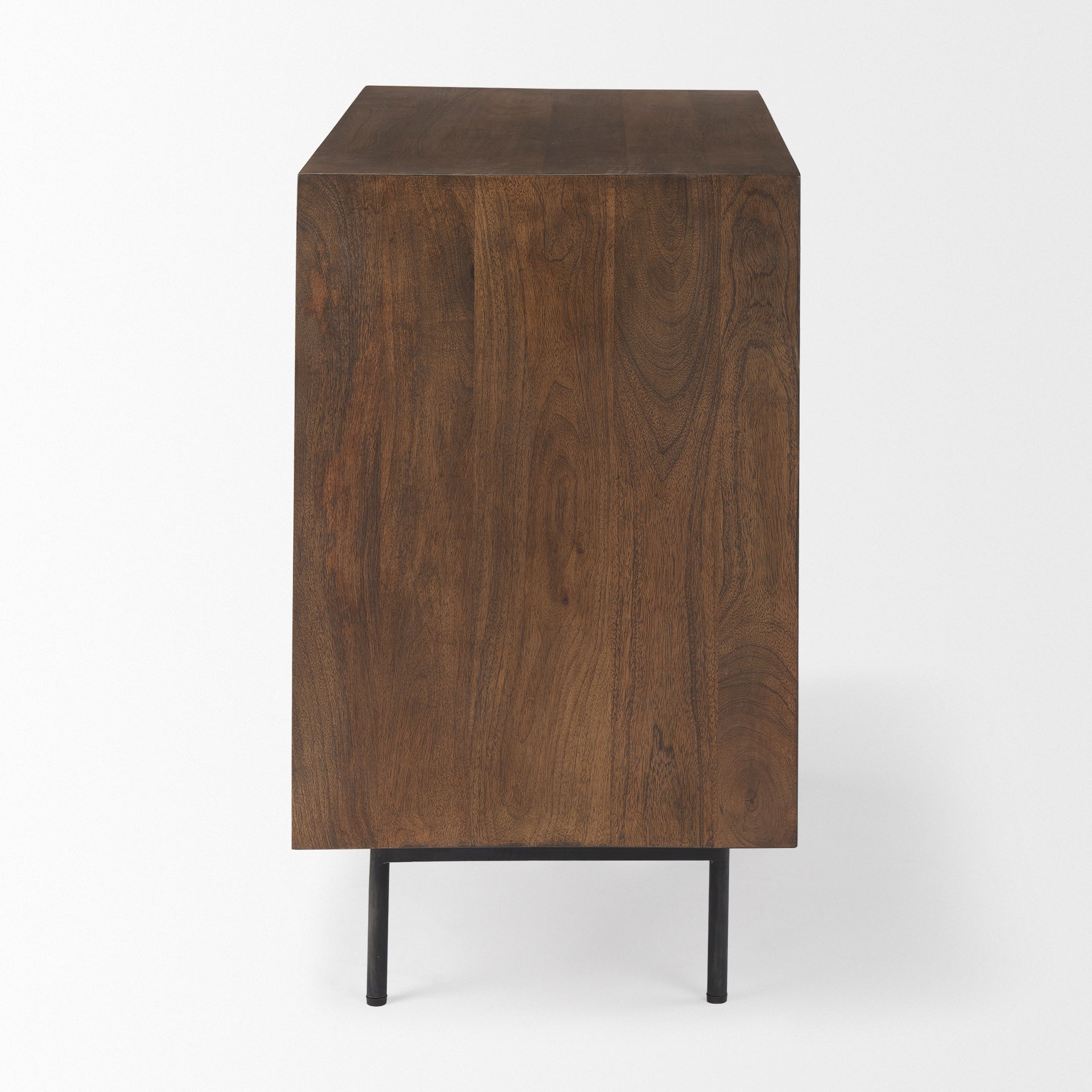 Grace 35.5L x 18.0W x 31.0H Medium Brown Wood W/Black Metal Frame 3 Drawer Accent Cabinet - Central Designs