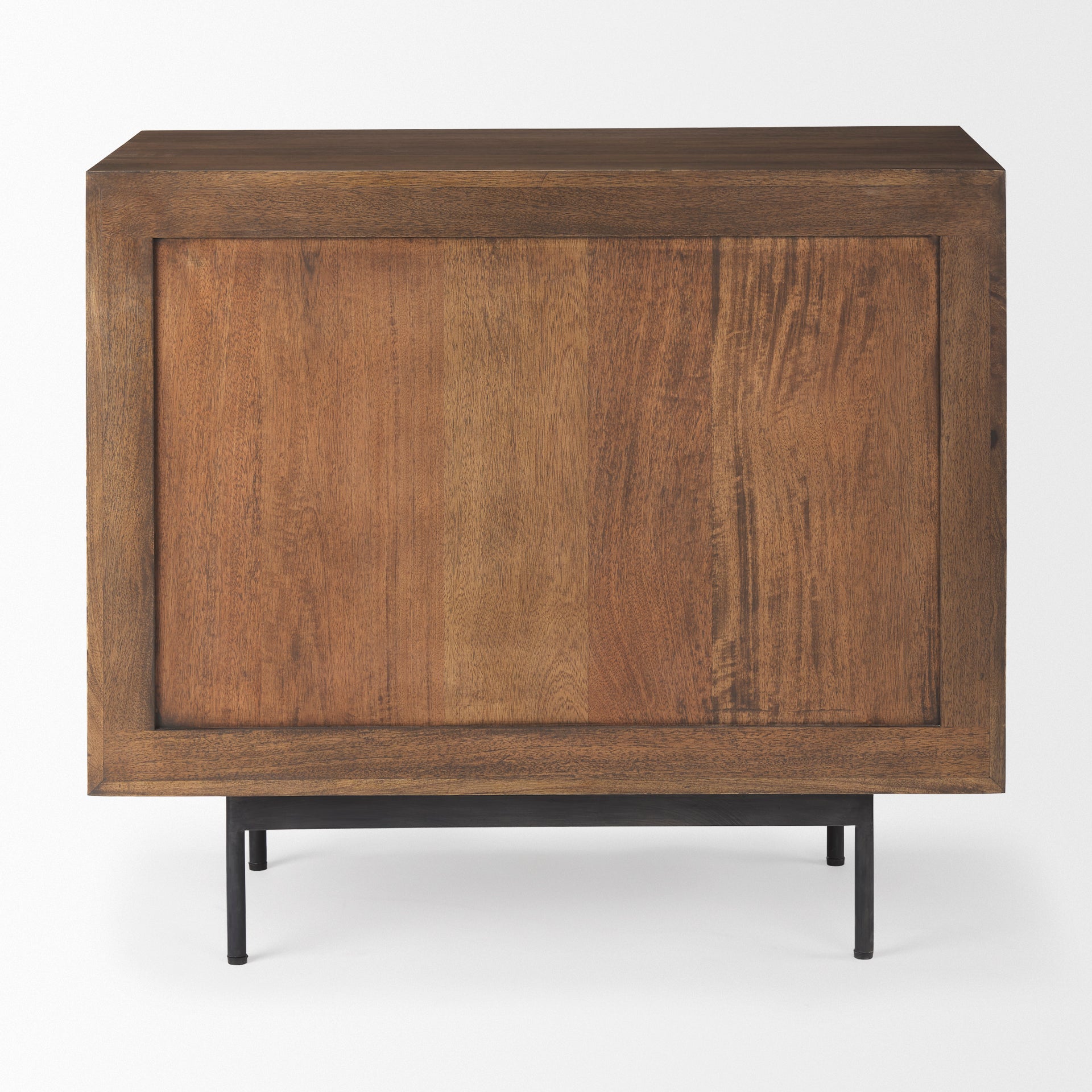 Grace 35.5L x 18.0W x 31.0H Medium Brown Wood W/Black Metal Frame 3 Drawer Accent Cabinet - Central Designs