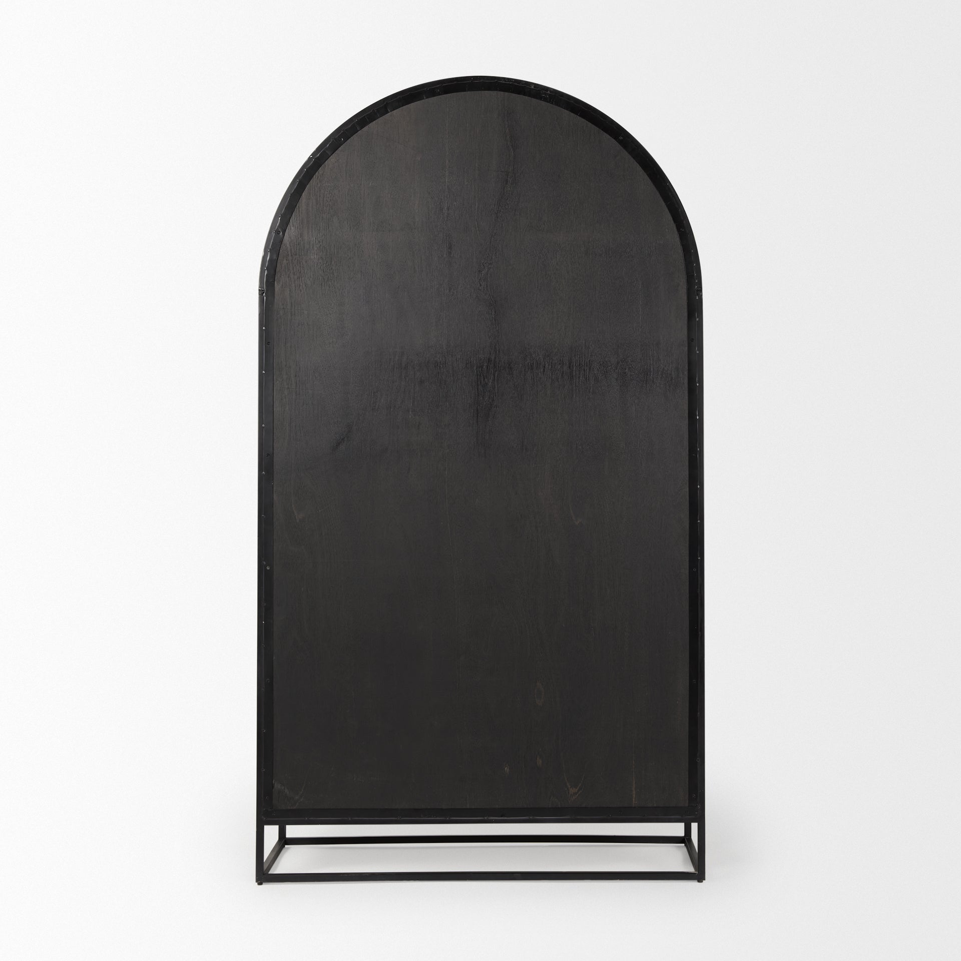 Sloan 85.5H Black Wood W/Black Metal Frame Arch Cabinet - Central Designs
