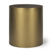 Eclipse Antique Brass Metal Drum Base w/ Dark Brown Wood Top End/Side Table - Central Designs