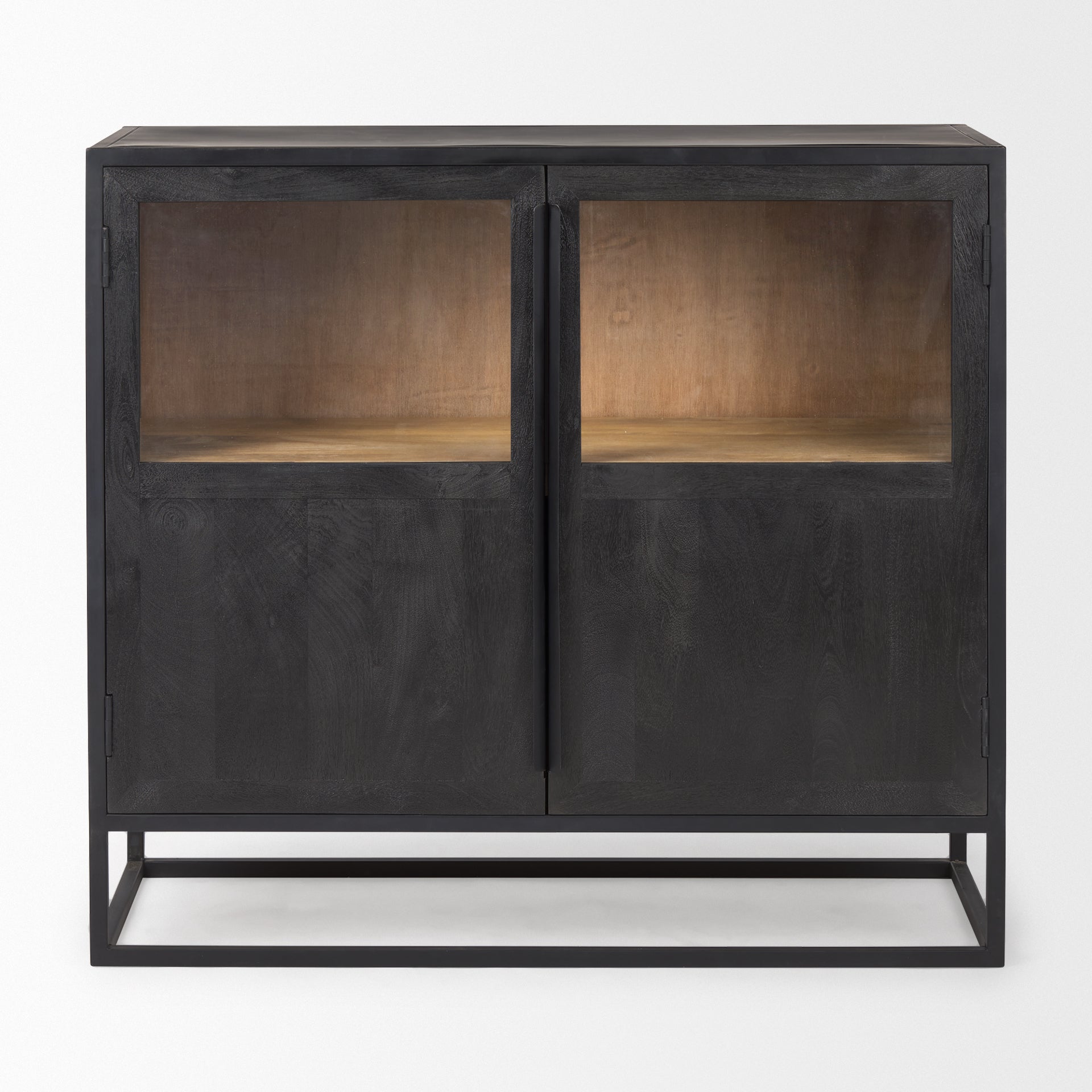 Sloan Black Wood W/Black Metal Frame Accent Cabinet - Central Designs