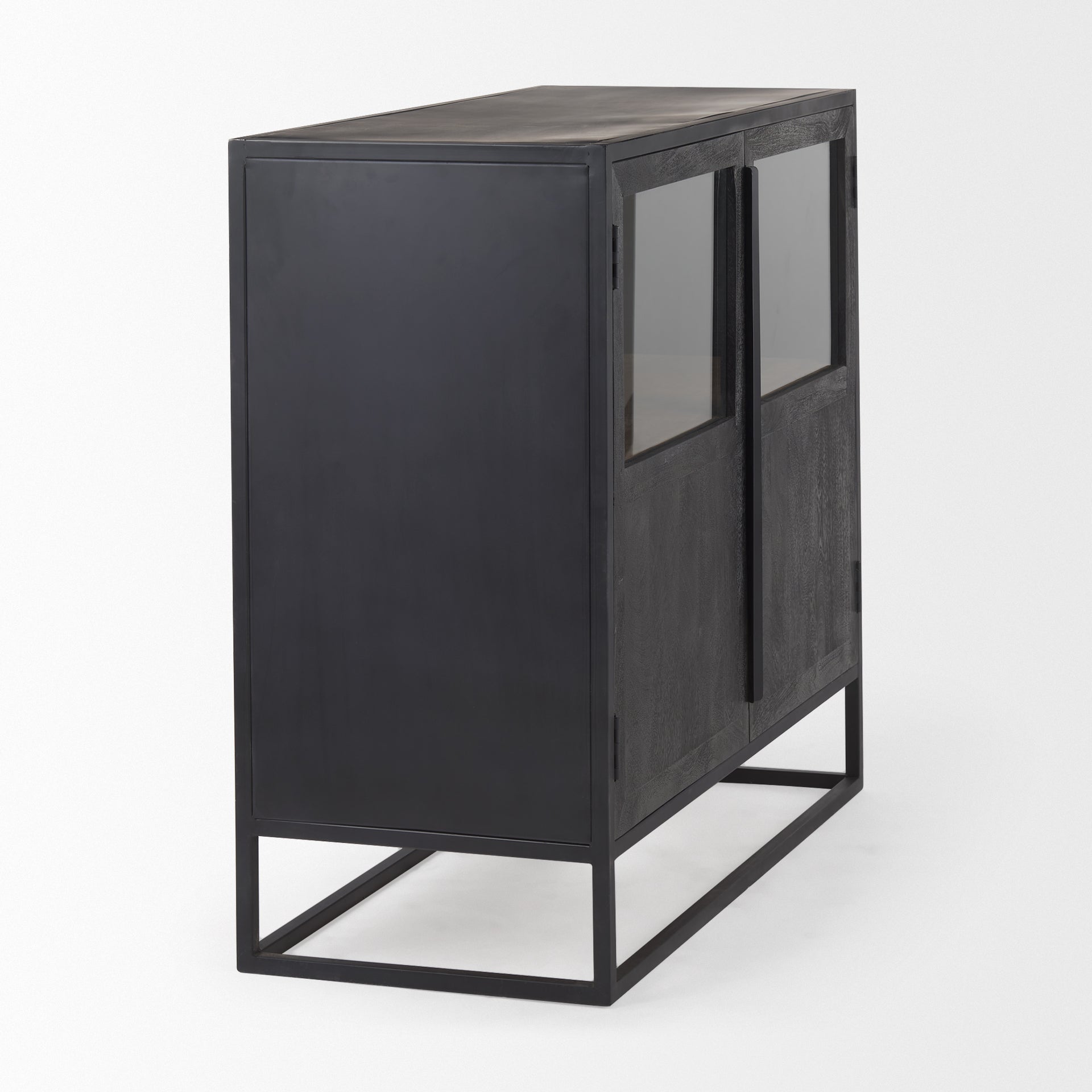 Sloan Black Wood W/Black Metal Frame Accent Cabinet - Central Designs