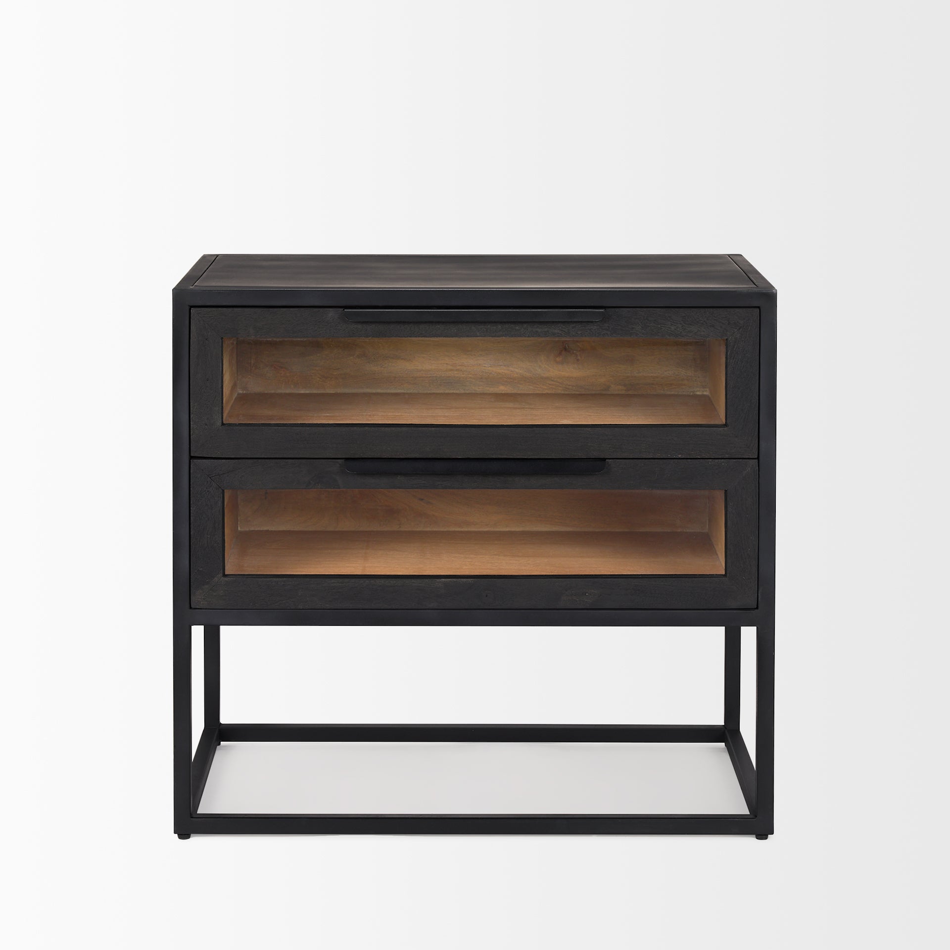 Sloan Black Wood W/Black Metal Frame Side Table - Central Designs