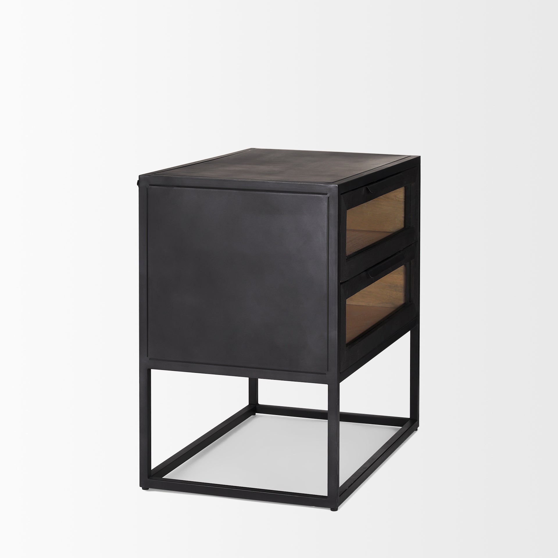 Sloan Black Wood W/Black Metal Frame Side Table - Central Designs