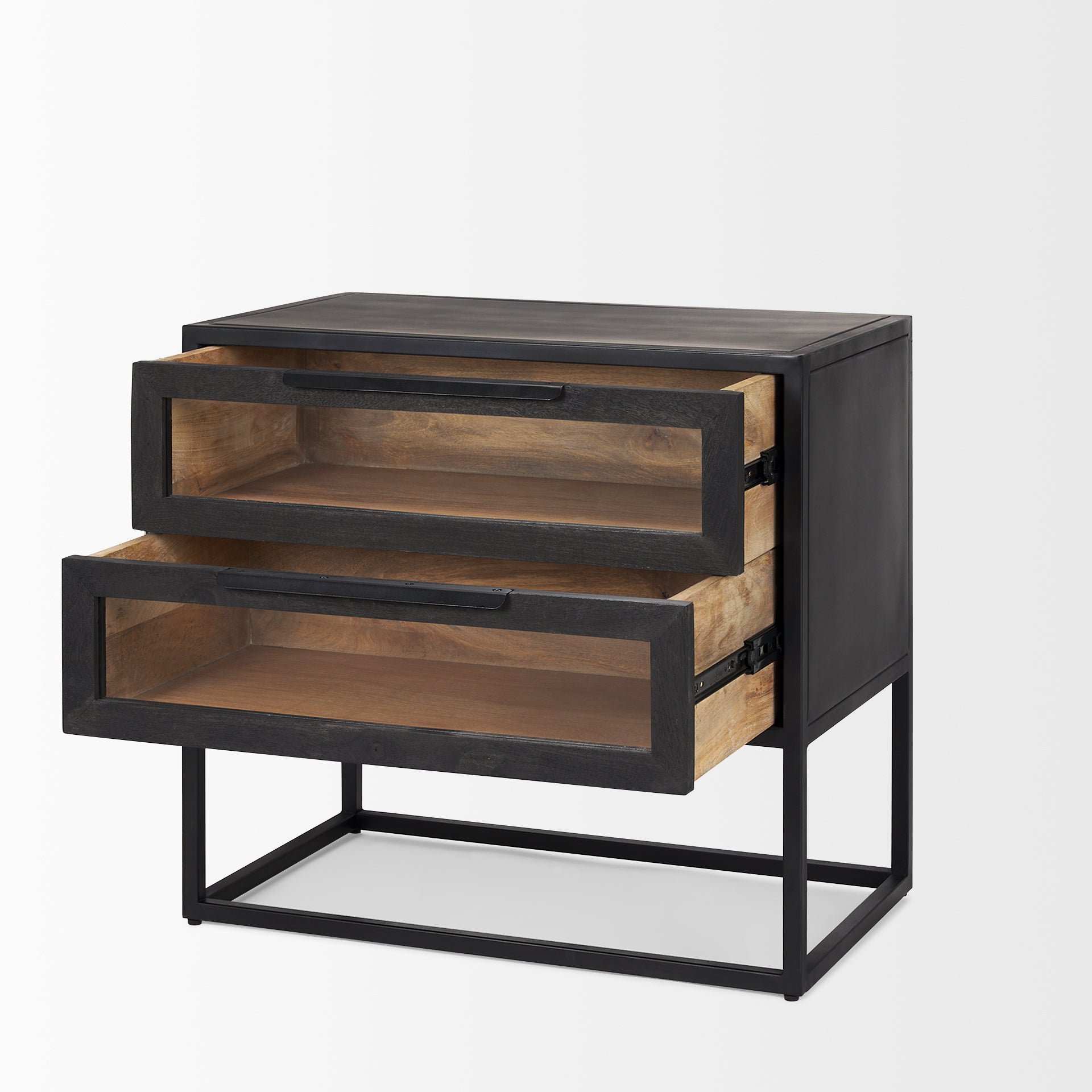 Sloan Black Wood W/Black Metal Frame Side Table - Central Designs