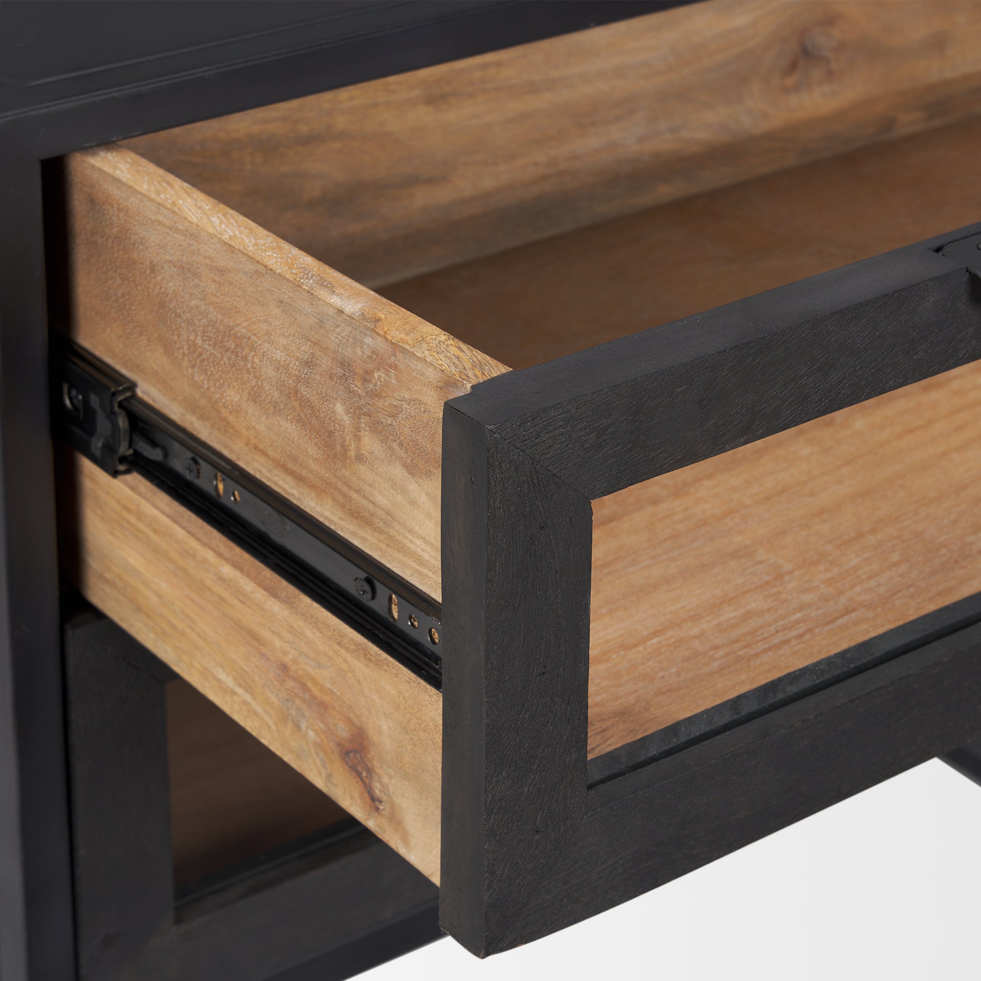 Sloan Black Wood W/Black Metal Frame Side Table - Central Designs