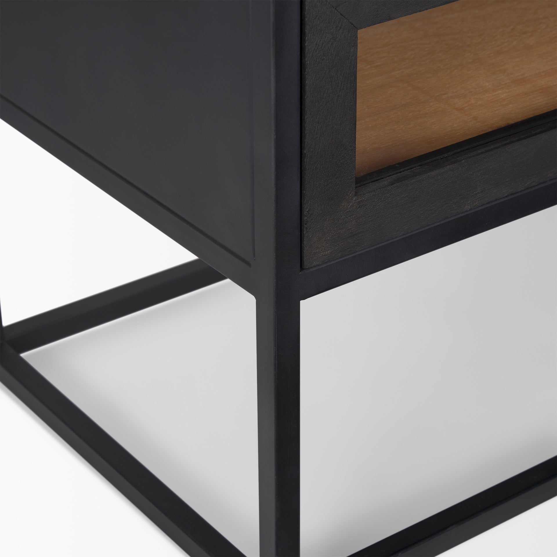 Sloan Black Wood W/Black Metal Frame Side Table - Central Designs