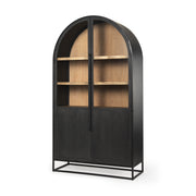 Sloan 85.5H Black Wood W/Black Metal Frame Arch Cabinet - Central Designs