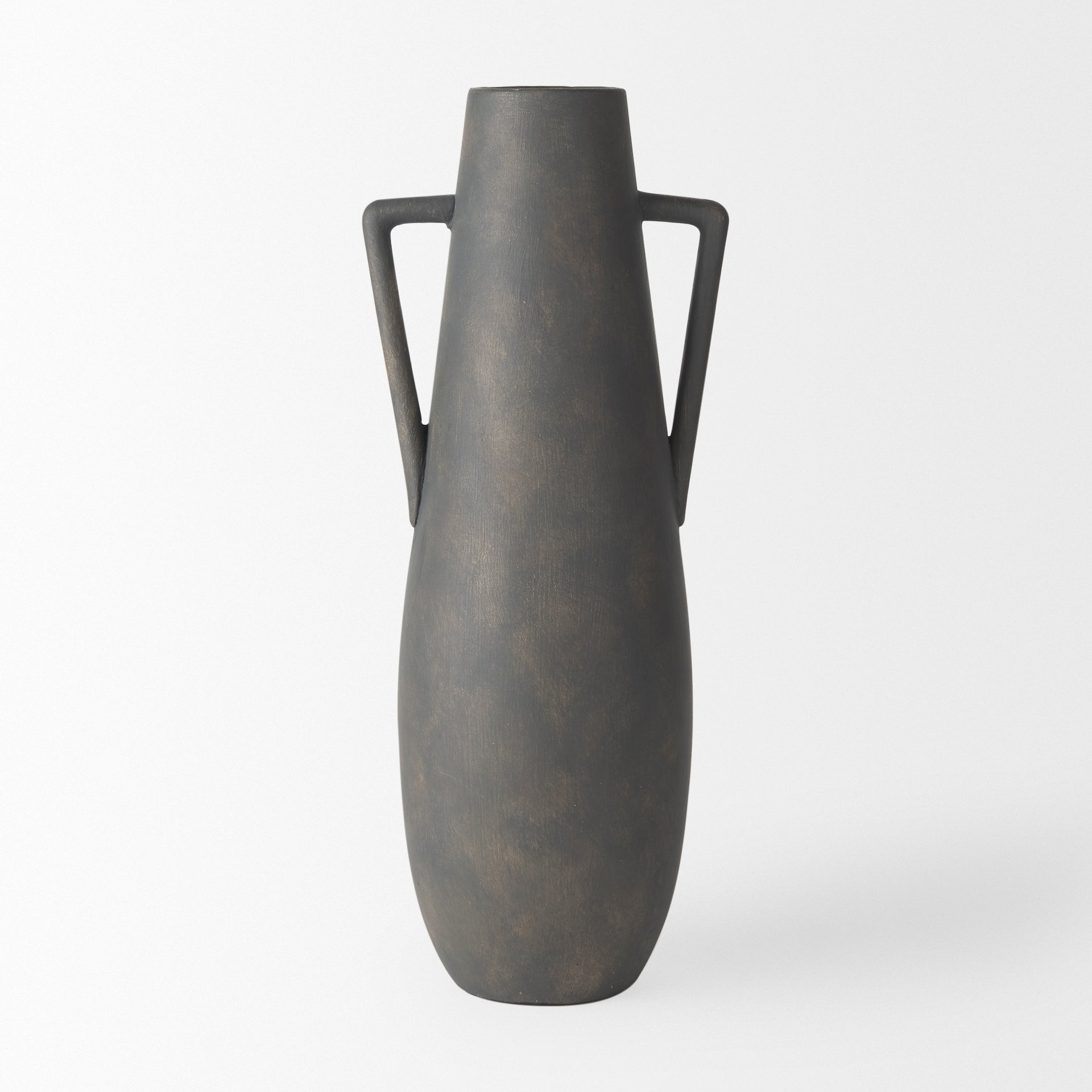 Kilian Tall Matte Brown - Gray Double Ear Vase - Central Designs