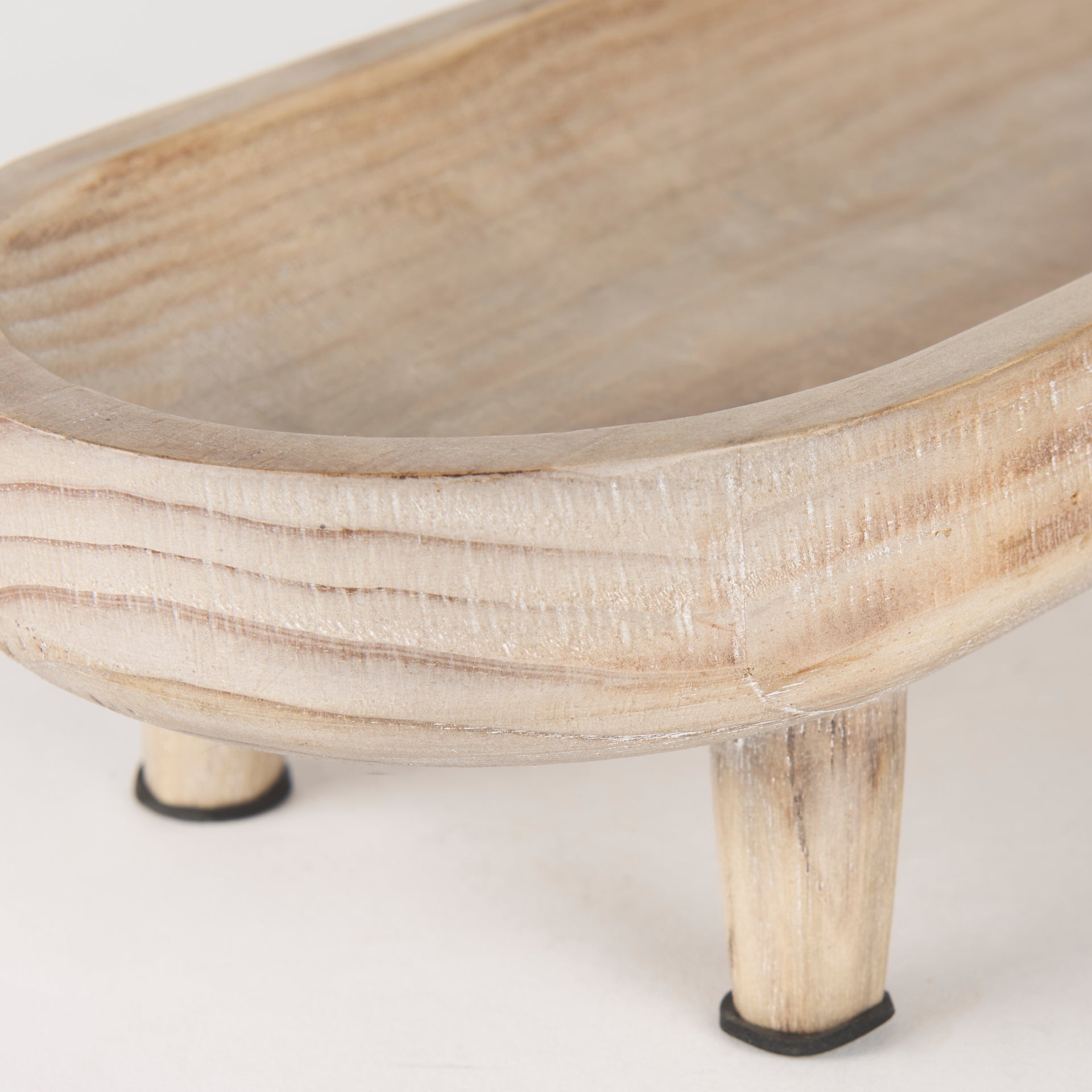 Carver Set of 2 Oblong White Washed Wood Footed Trays - Central Designs