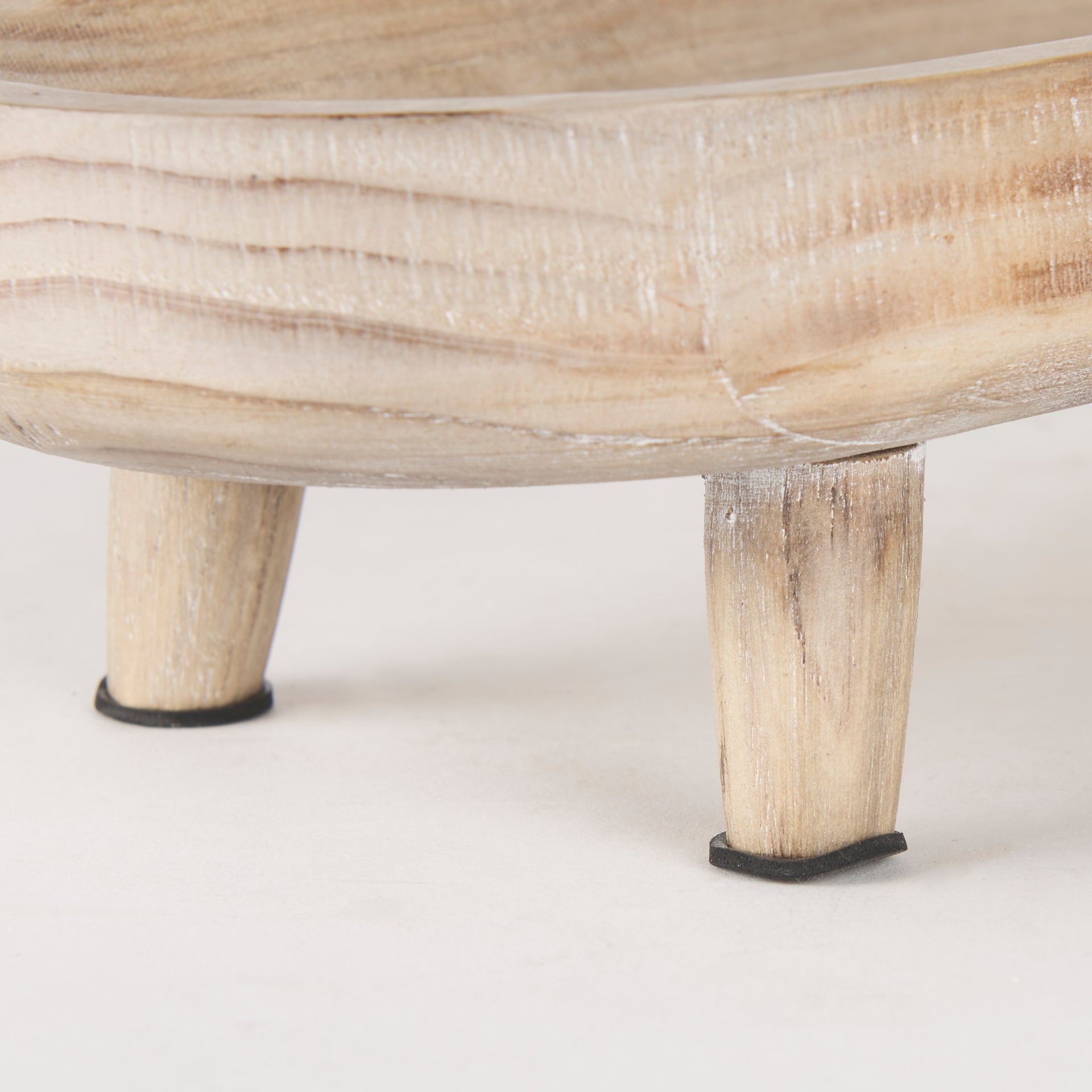 Carver Set of 2 Oblong White Washed Wood Footed Trays - Central Designs