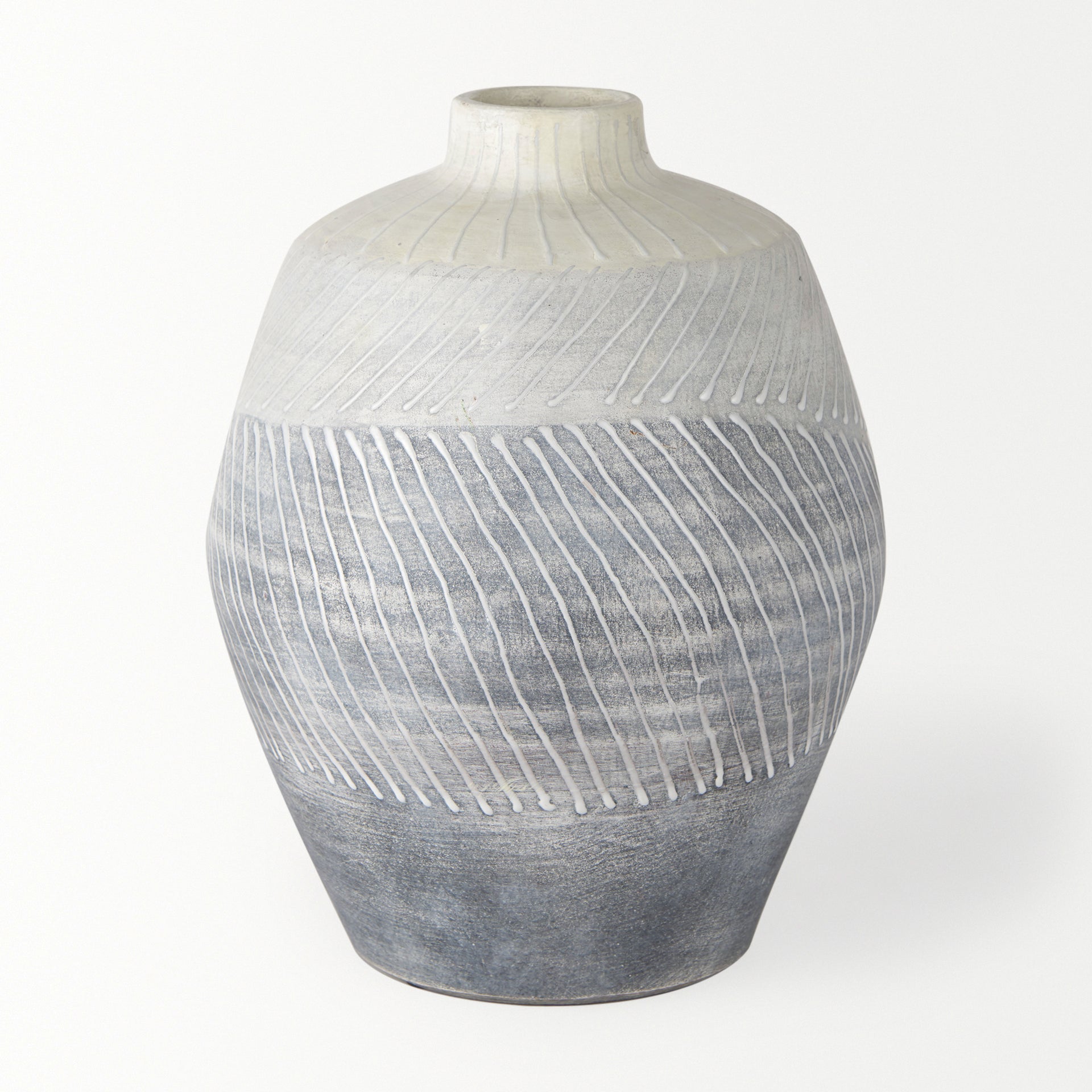 Blume 10H Off - White w/ Gray Textured Vase - Central Designs
