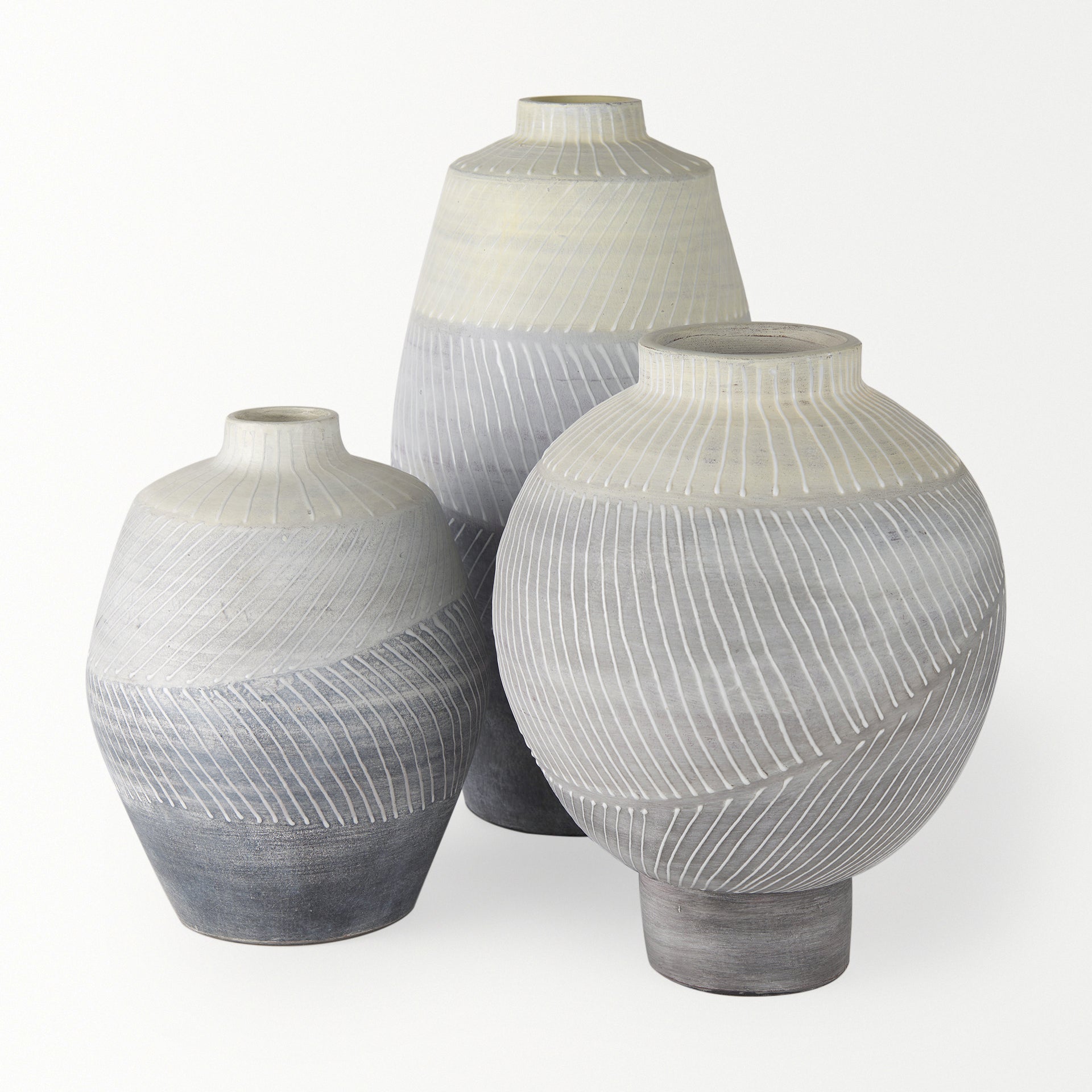 Blume 10H Off - White w/ Gray Textured Vase - Central Designs