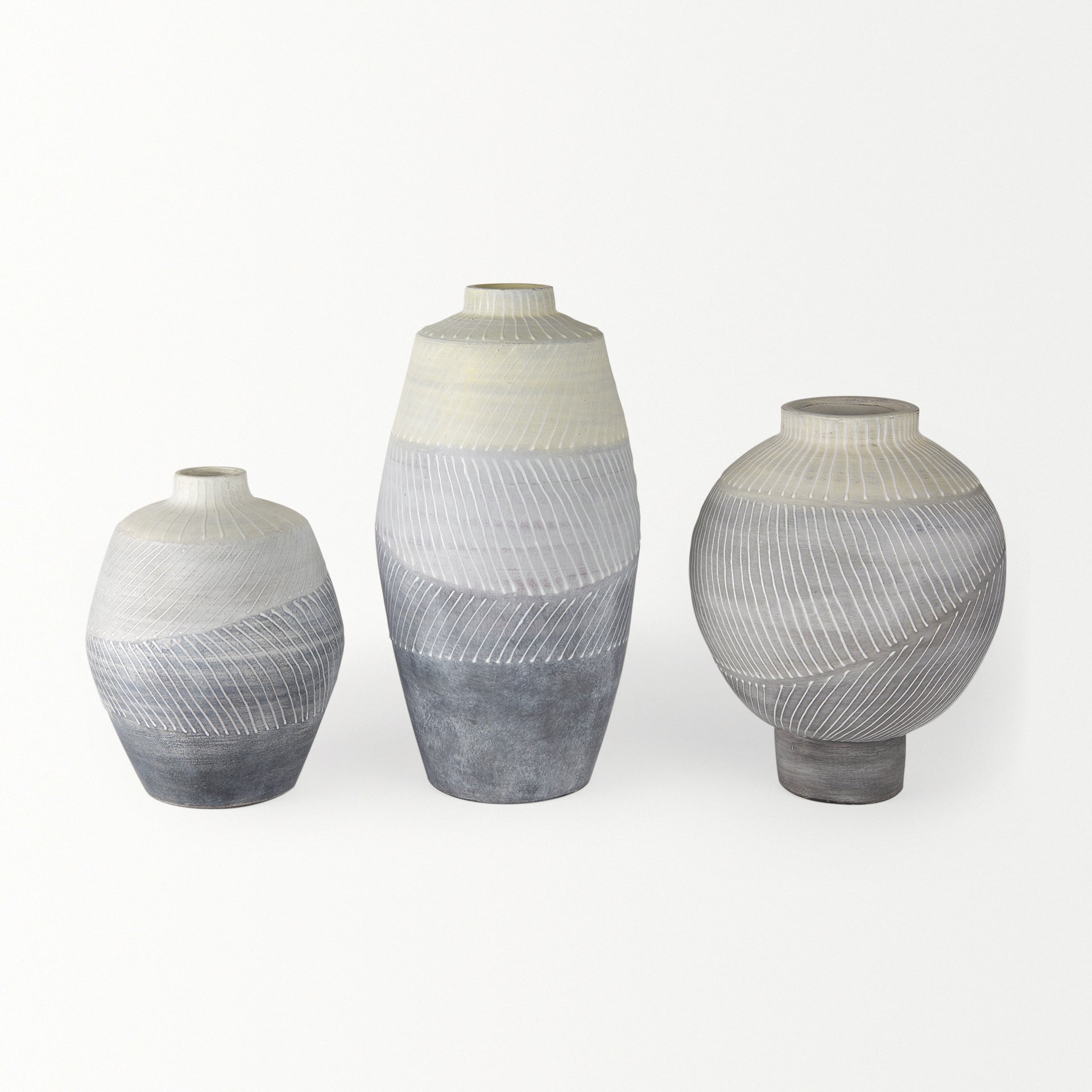 Blume 10H Off - White w/ Gray Textured Vase - Central Designs