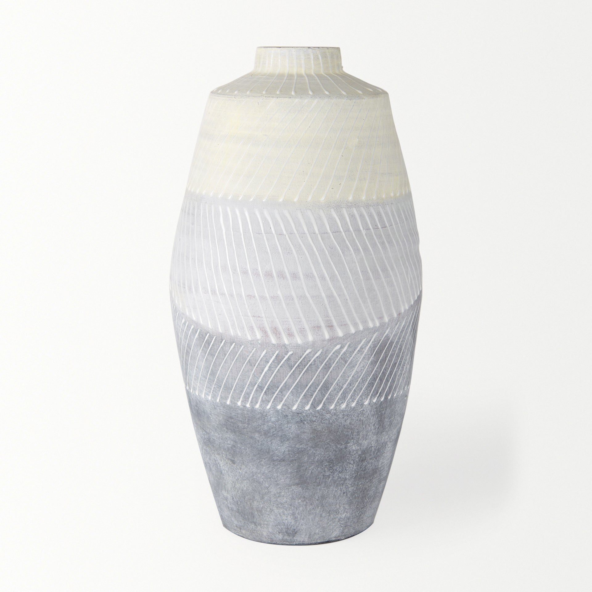 Blume 16.5H Off - White w/ Gray Textured Vase - Central Designs