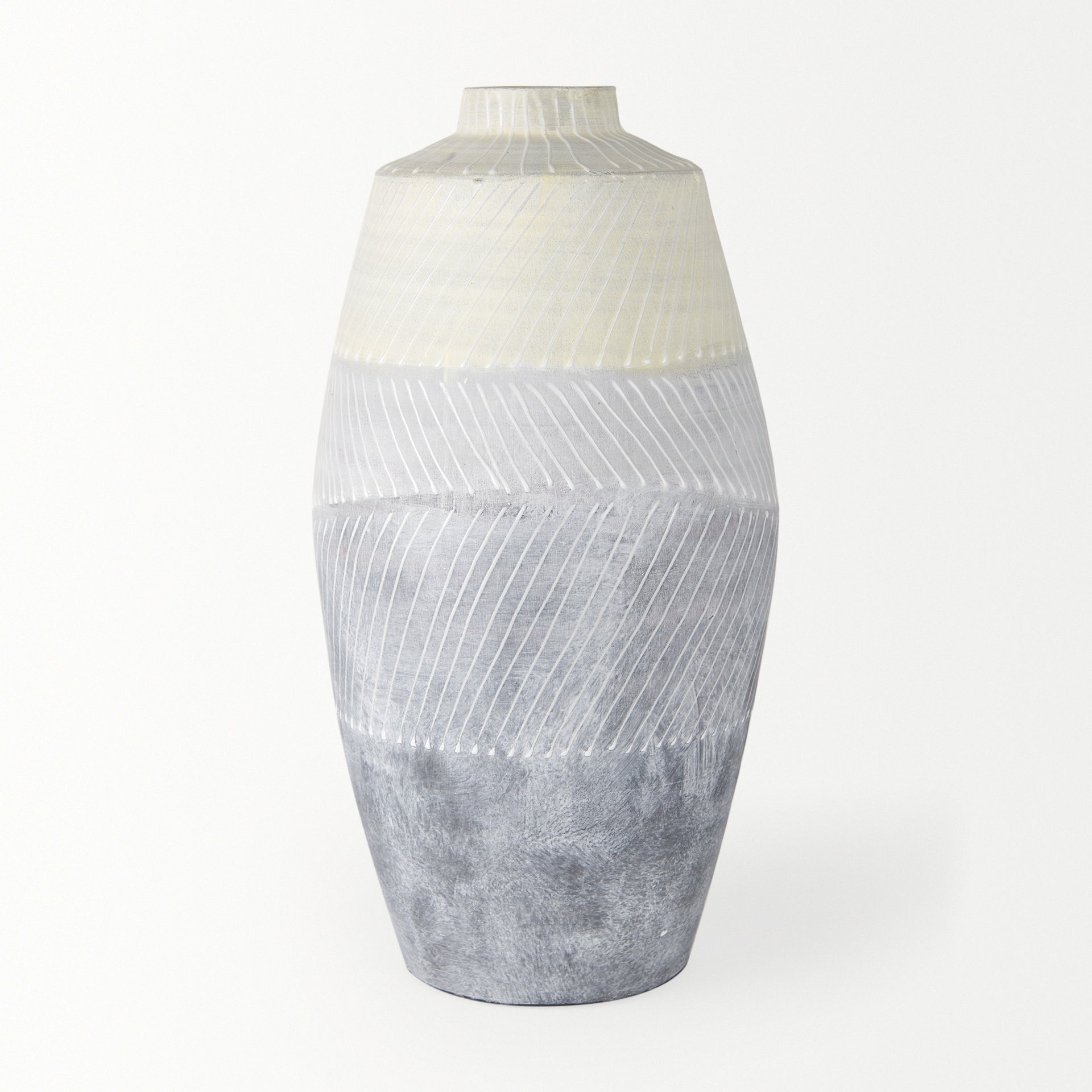 Blume 16.5H Off - White w/ Gray Textured Vase - Central Designs