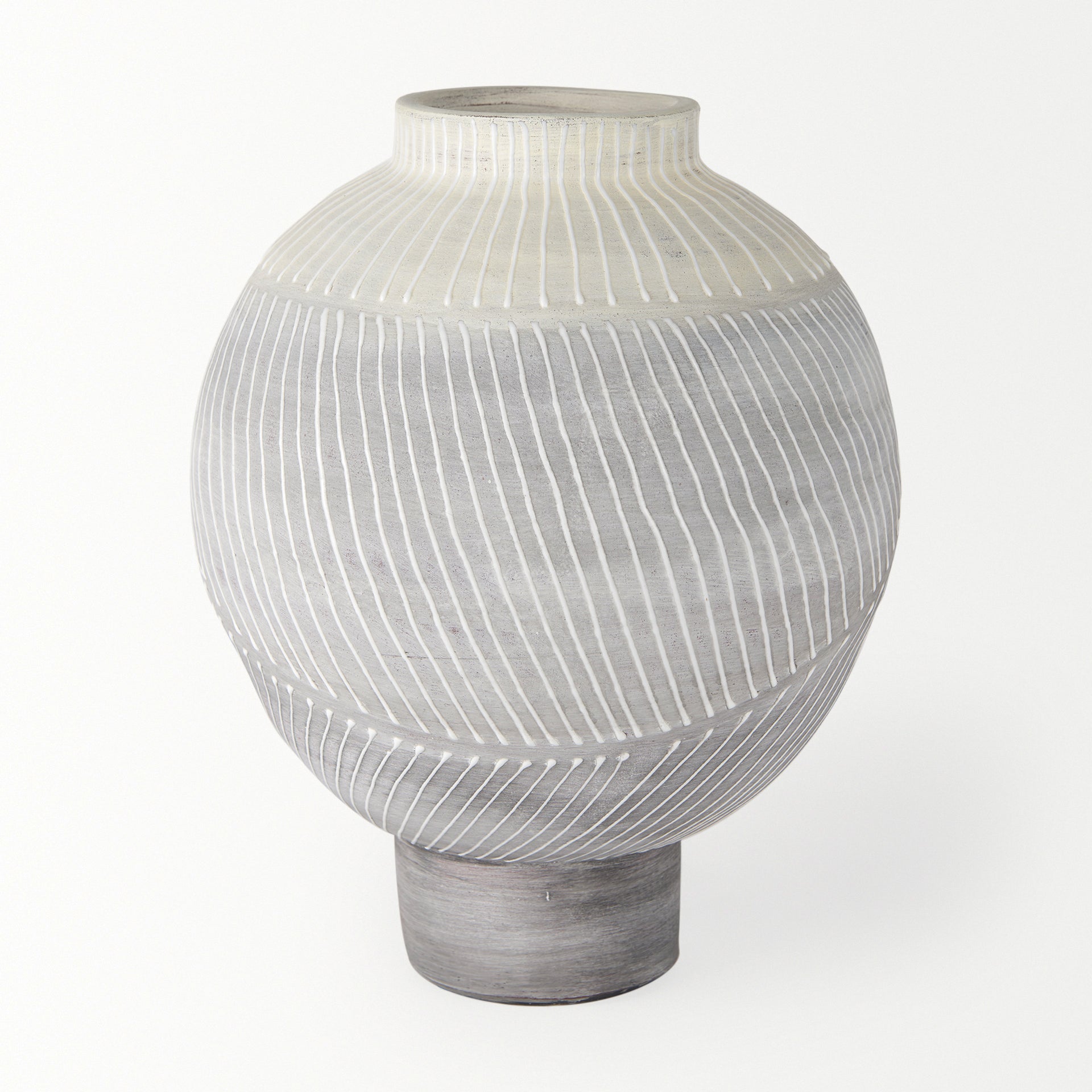 Blume 12.5H Off - White w/ Gray Textured Vase - Central Designs