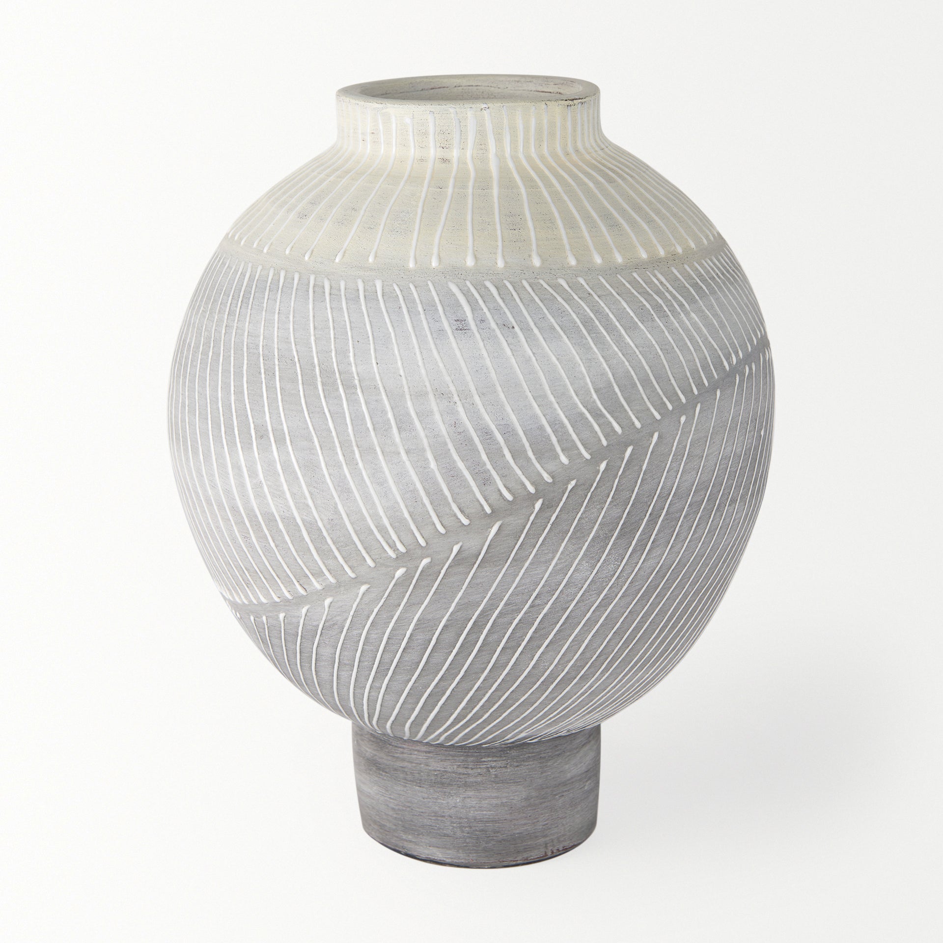 Blume 12.5H Off - White w/ Gray Textured Vase - Central Designs