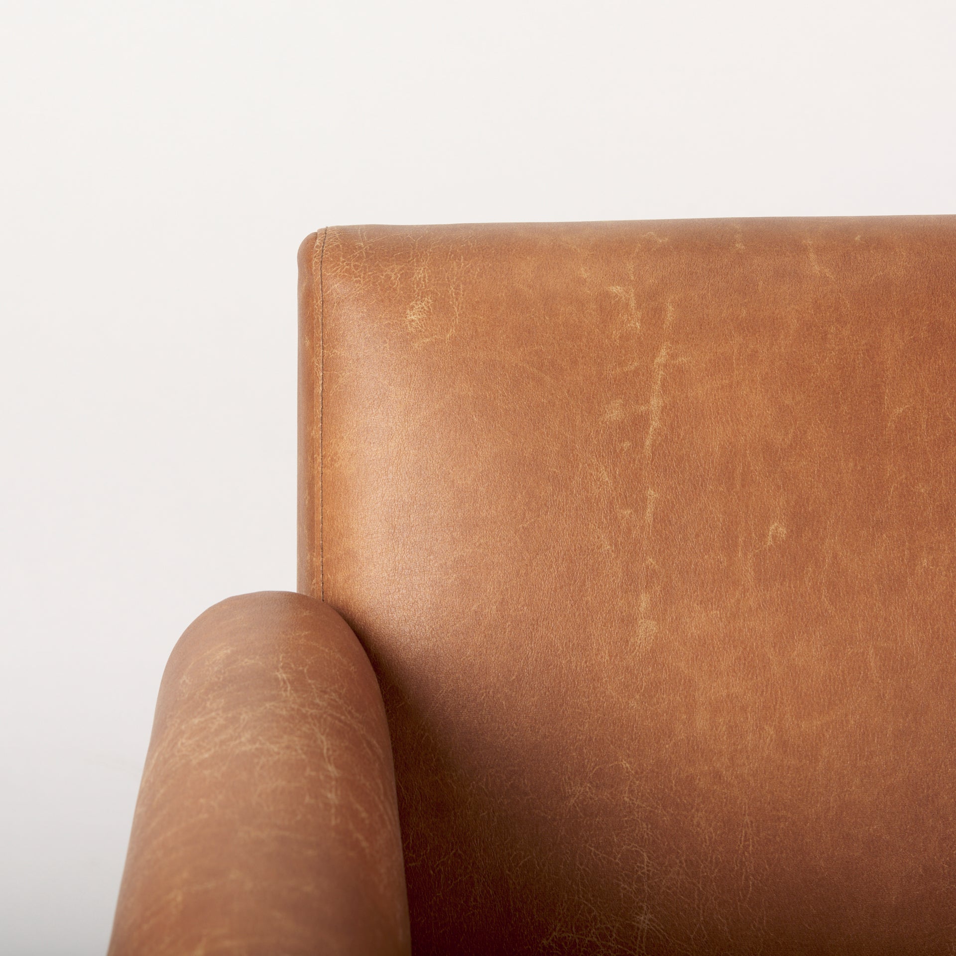 Ashton Brown Faux Leather Fabric w/ Light Wood Accent Chair - Central Designs