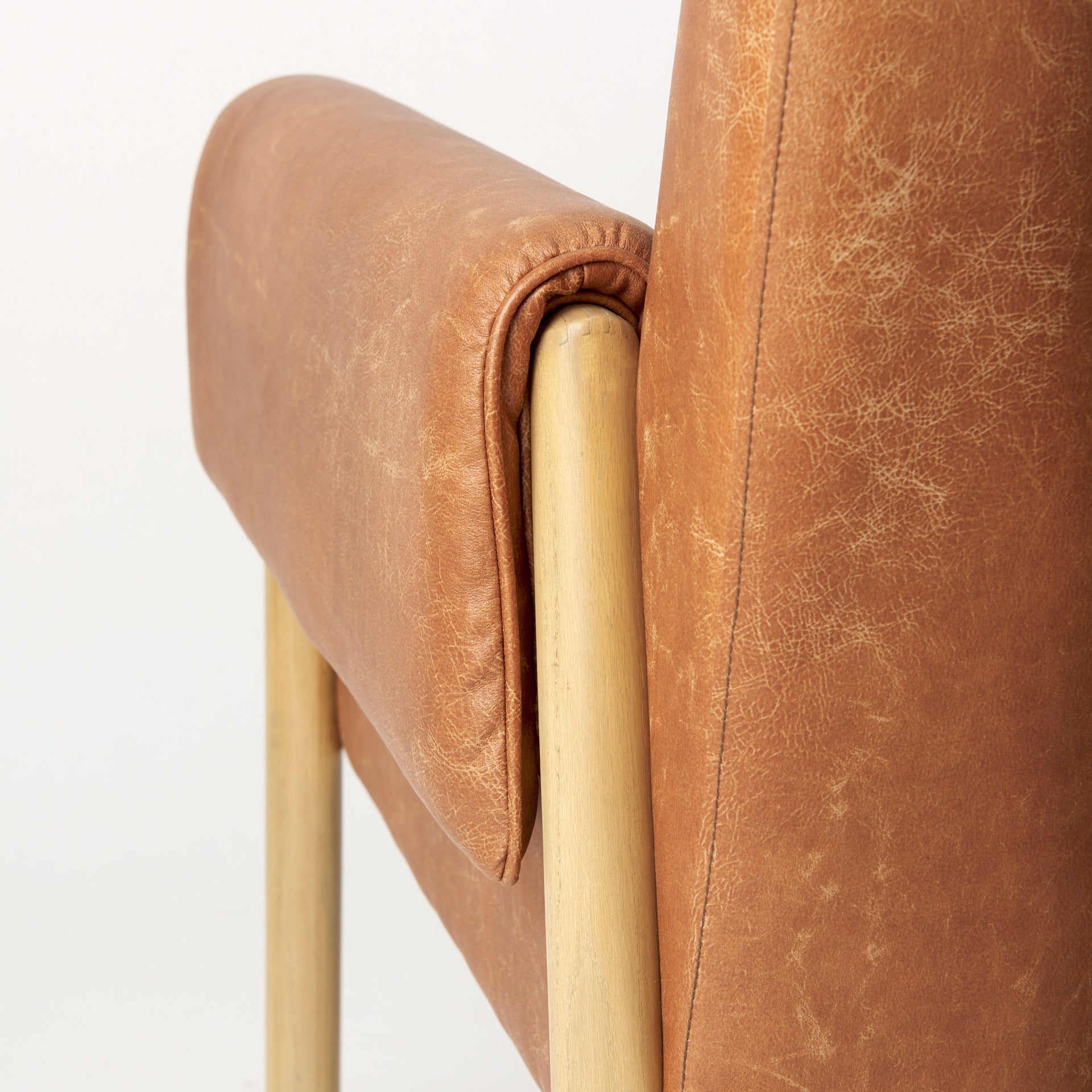 Ashton Brown Faux Leather Fabric w/ Light Wood Accent Chair - Central Designs