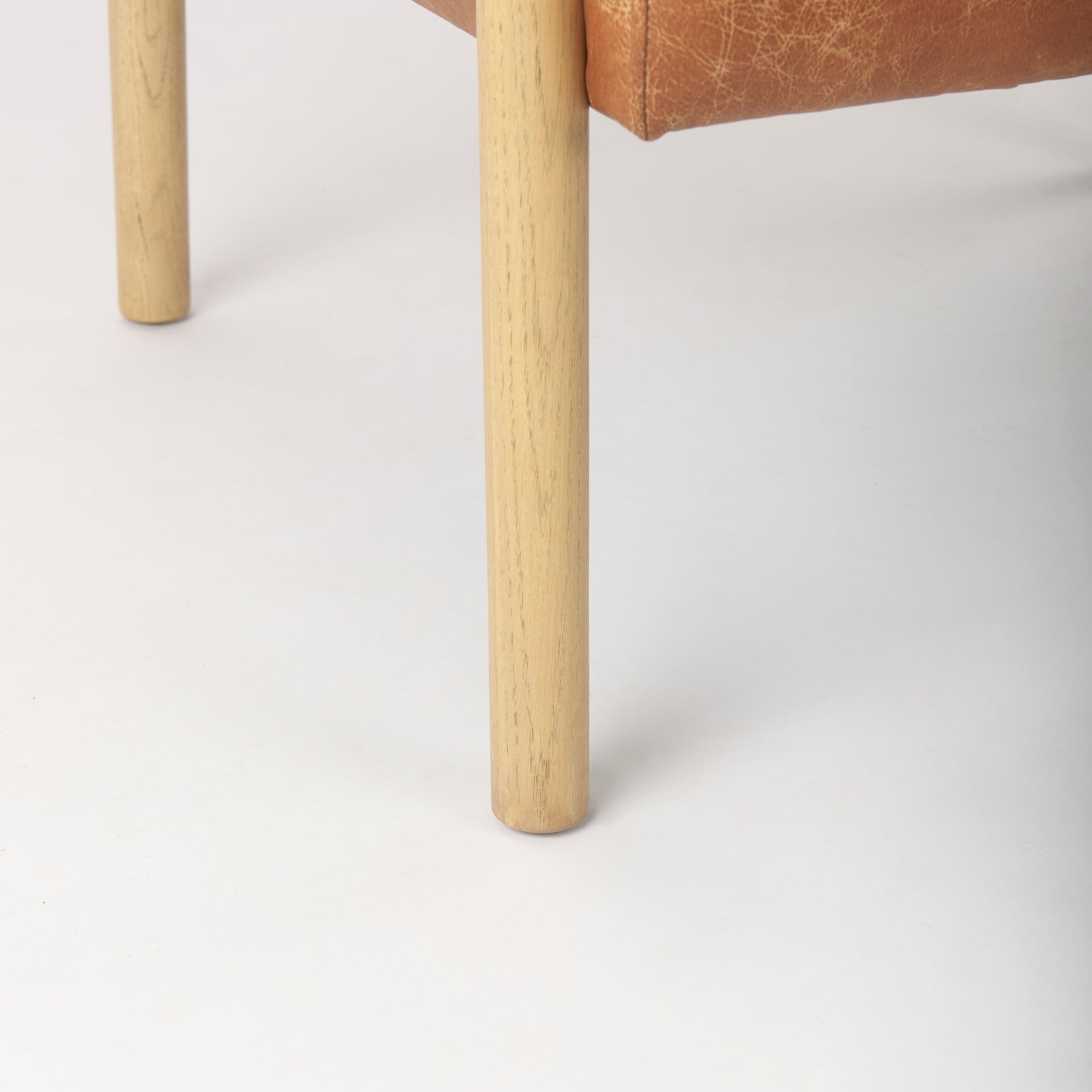 Ashton Brown Faux Leather Fabric w/ Light Wood Accent Chair - Central Designs