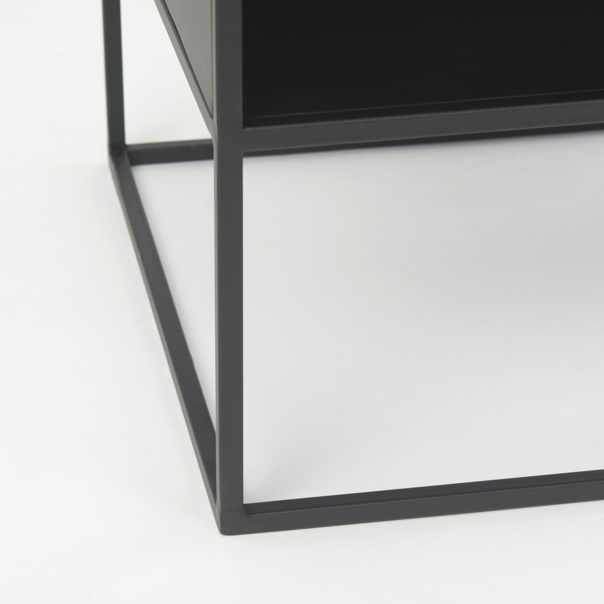 Samson 15.7L x 15.7W x 21.3H Side Table Matte Black Metal and Glass - Central Designs