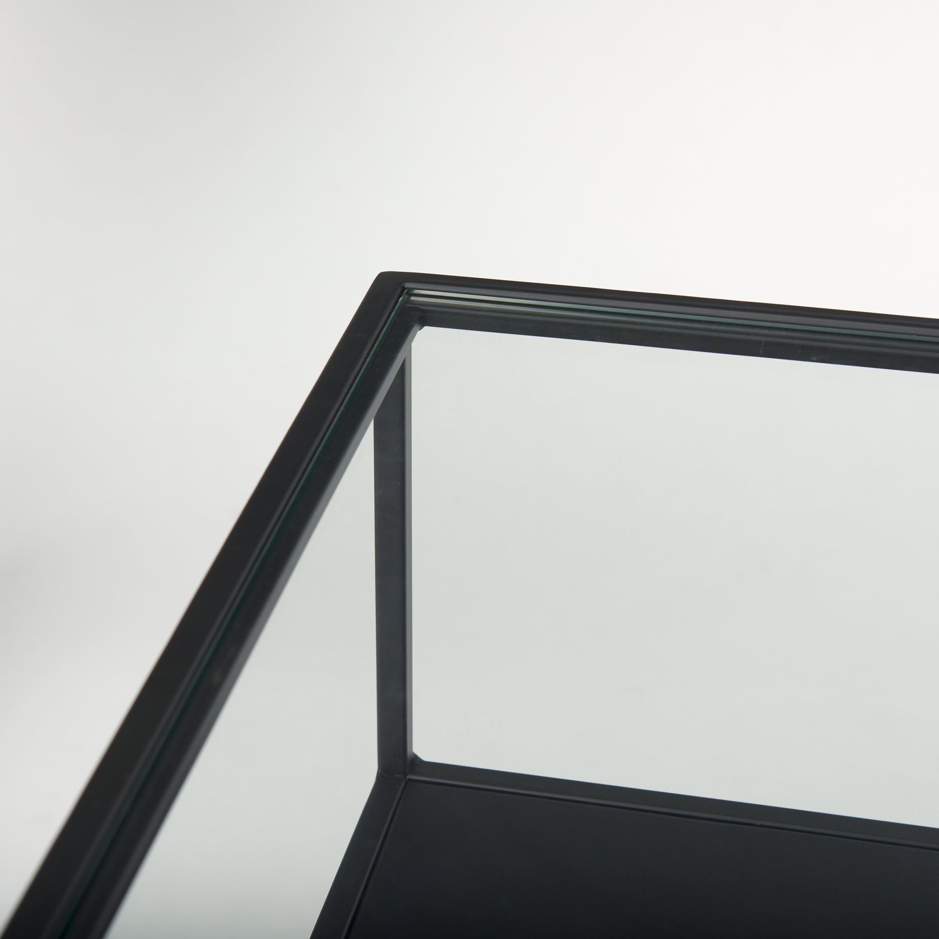 Samson 15.7L x 15.7W x 21.3H Side Table Matte Black Metal and Glass - Central Designs